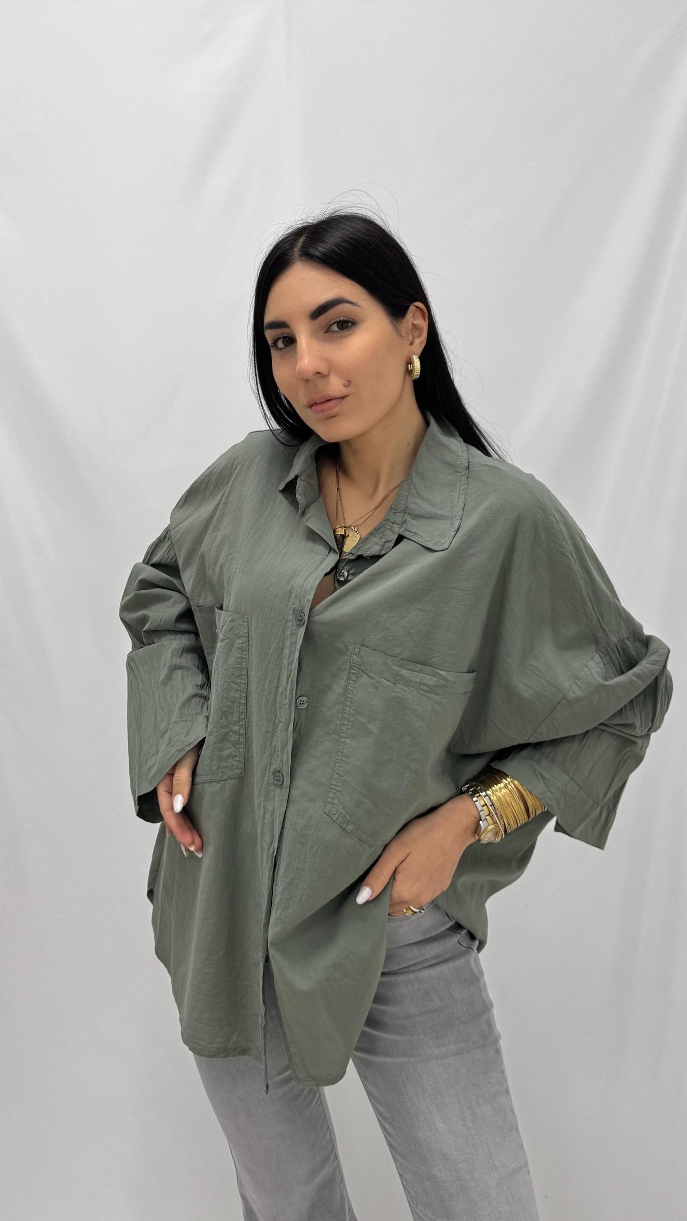 Camicia 100% cotone Verde Utility
