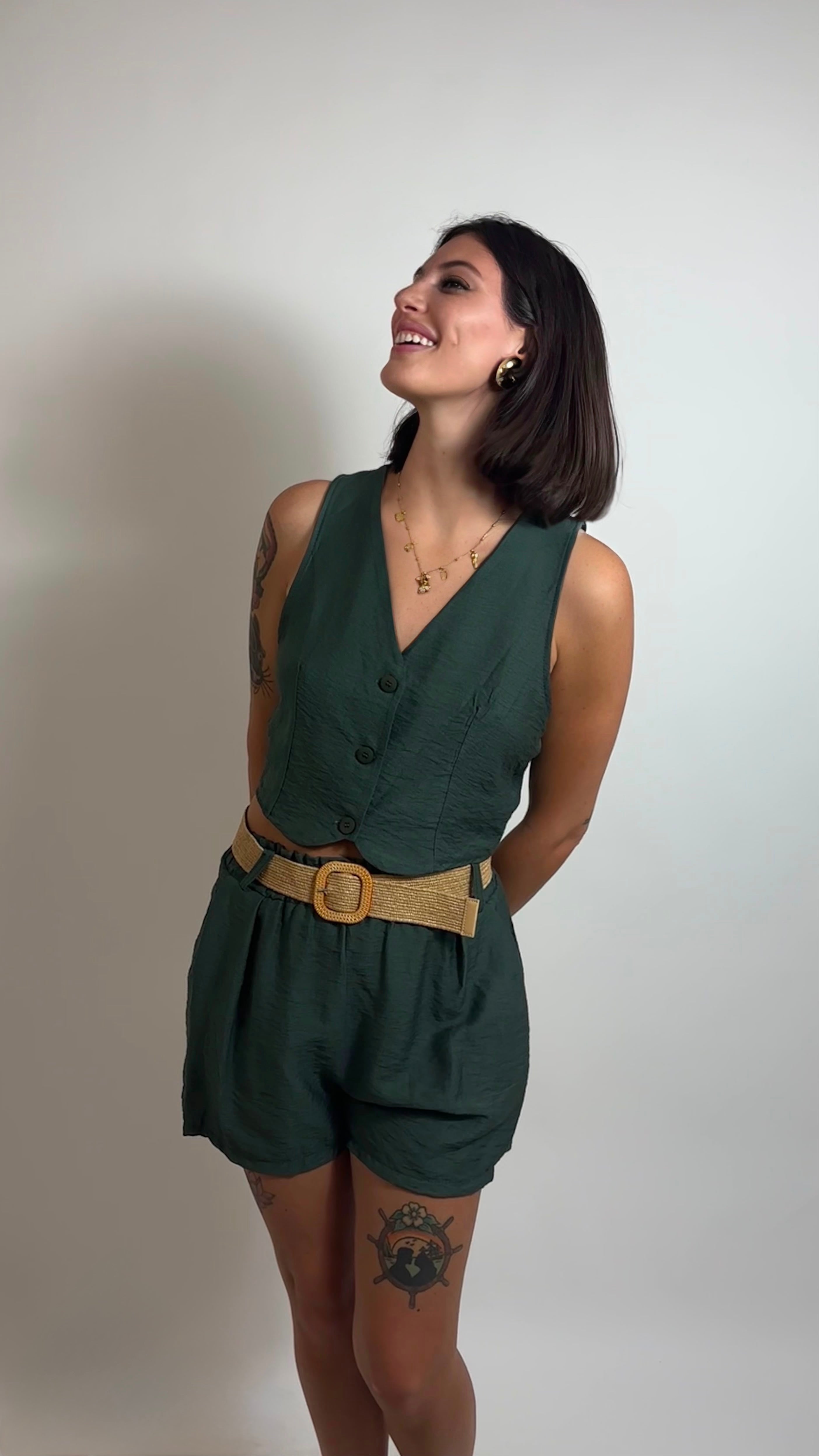 Set Gilet & Shorts Verde Utility