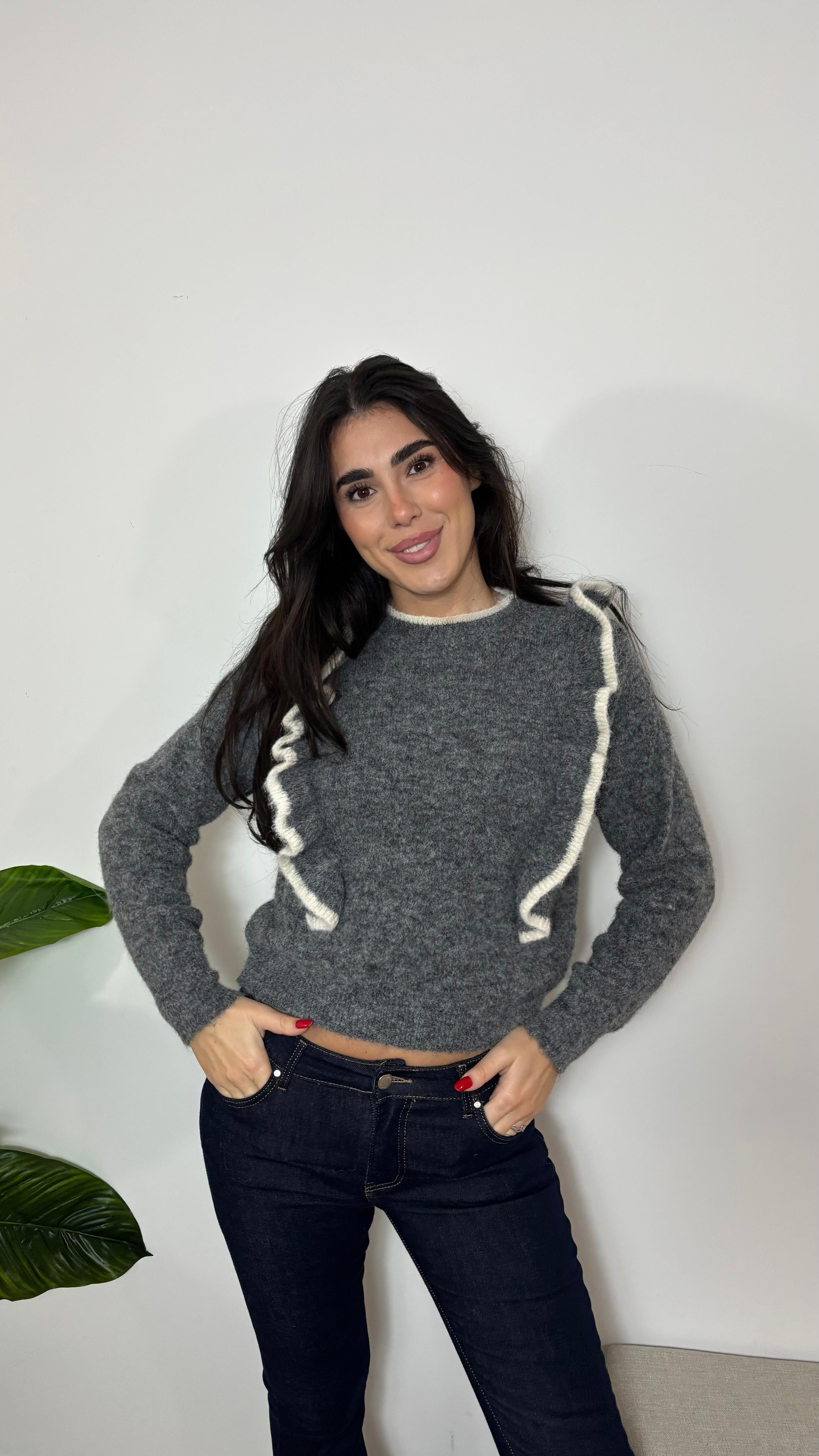 Pull Cozy Ruffles Grigio