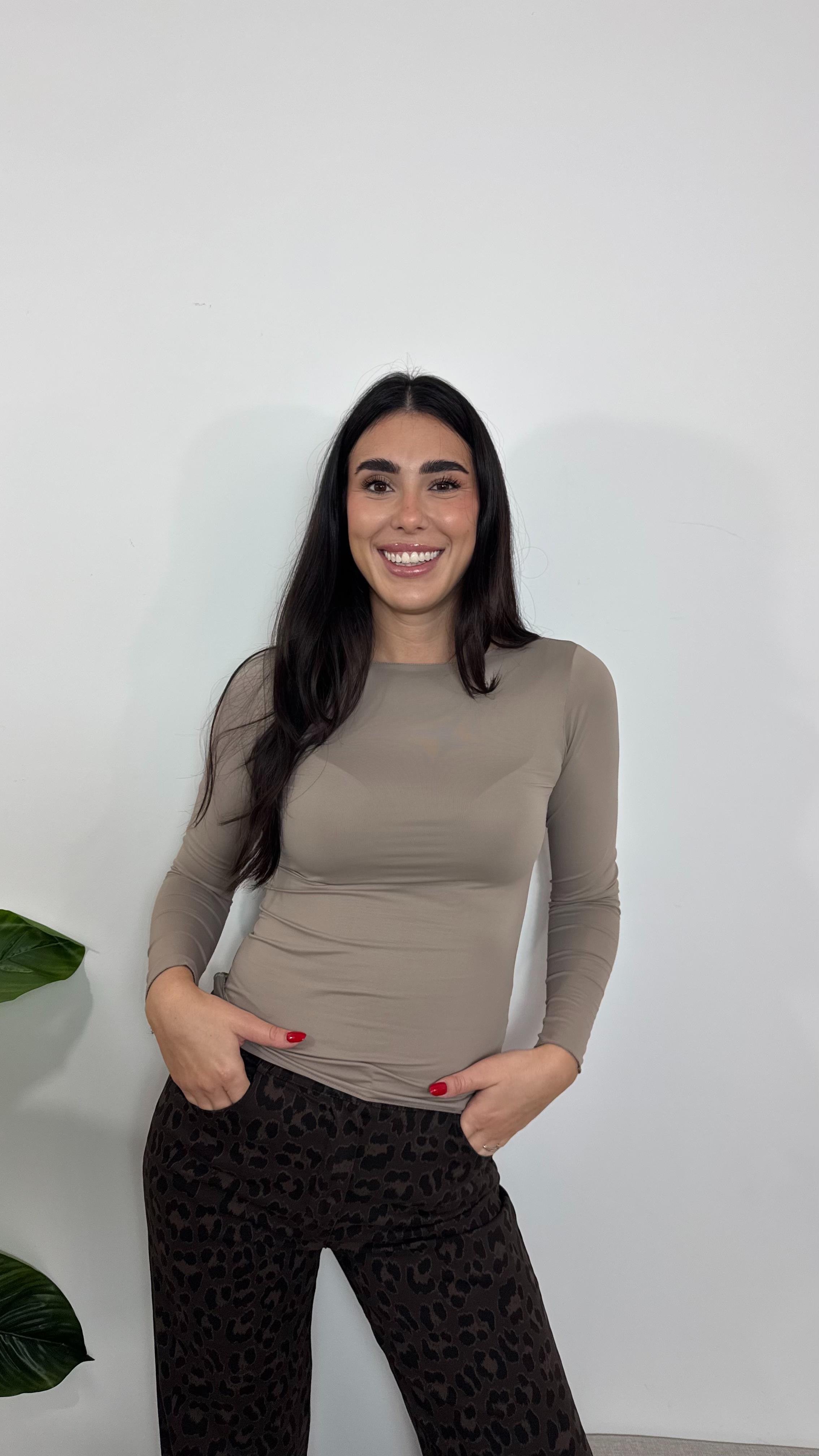 Maglia Basic Lycra Girocollo Nude