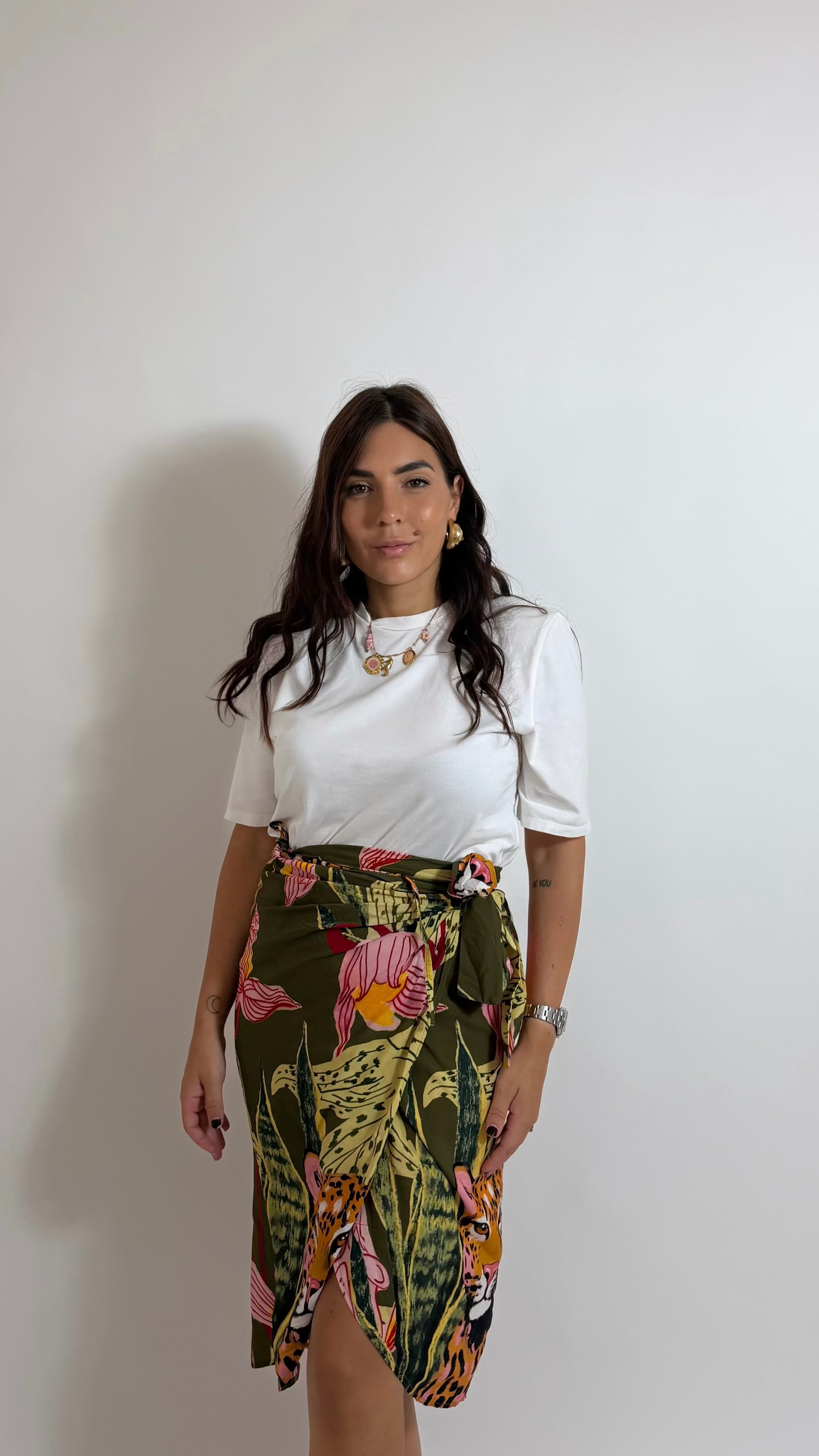 Gonna Pareo Midi Leopard Lime