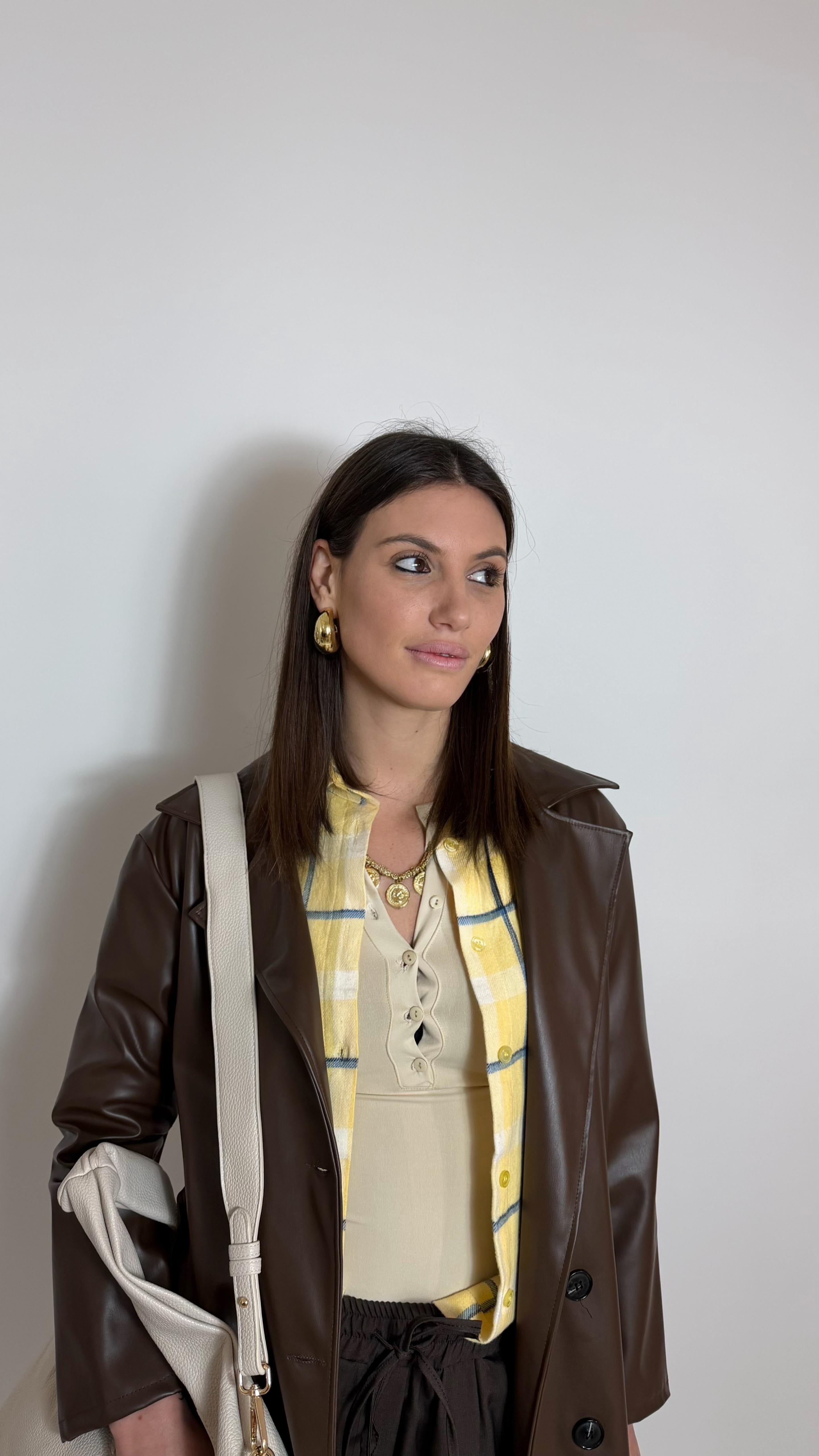 Camicia Quadri Giallo Soft