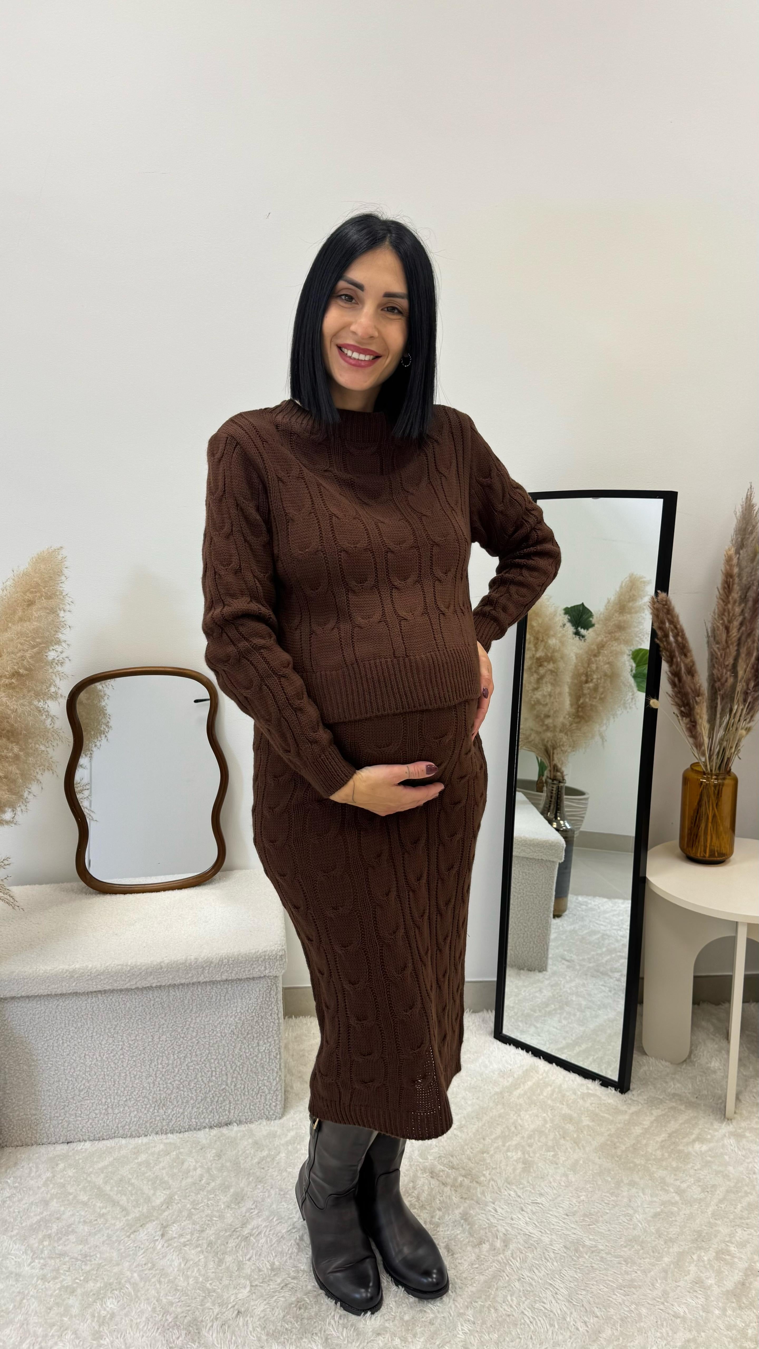 Set Pull e Longuette Treccia Choco