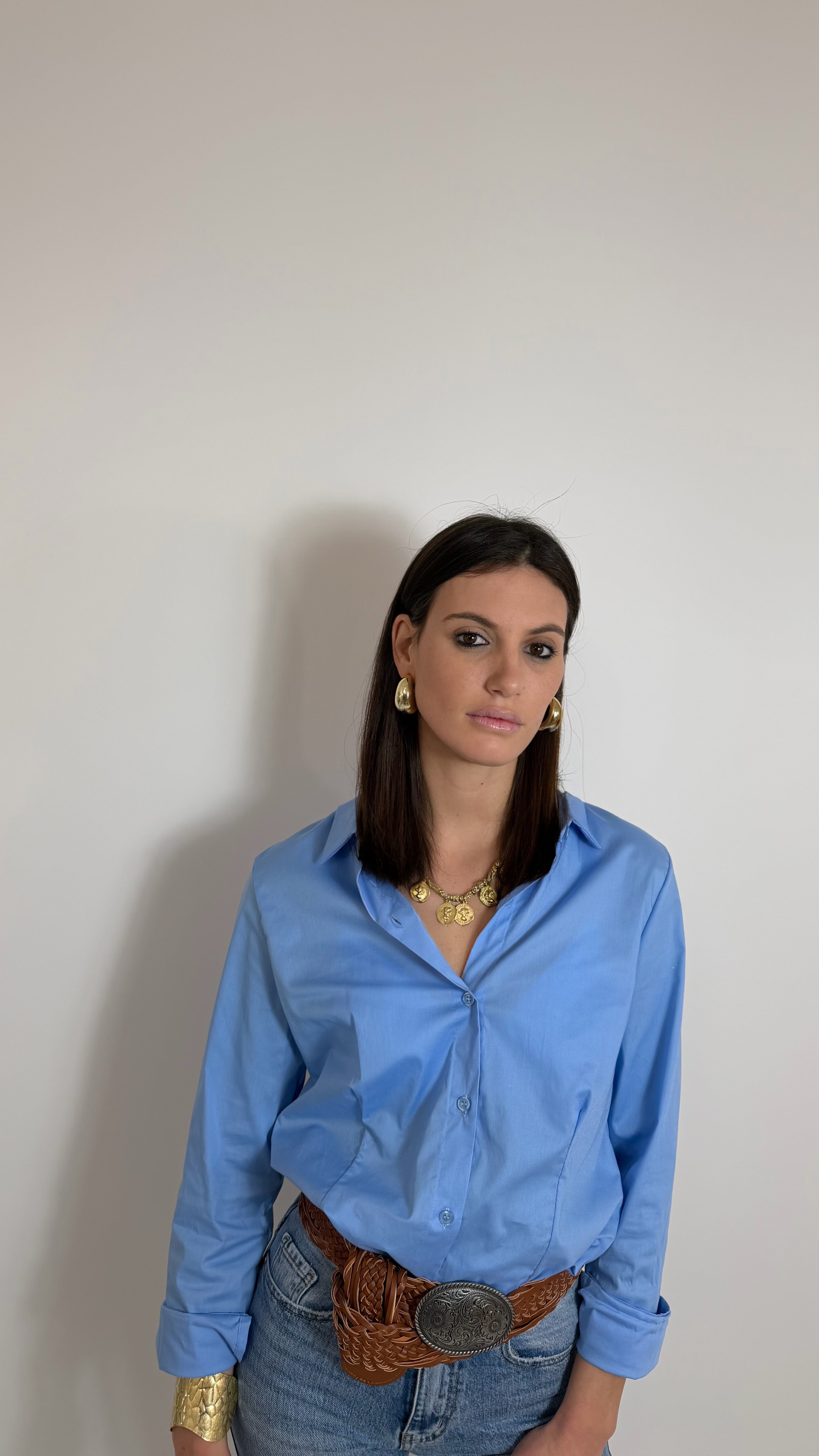 Camicia 100% cotone Celeste
