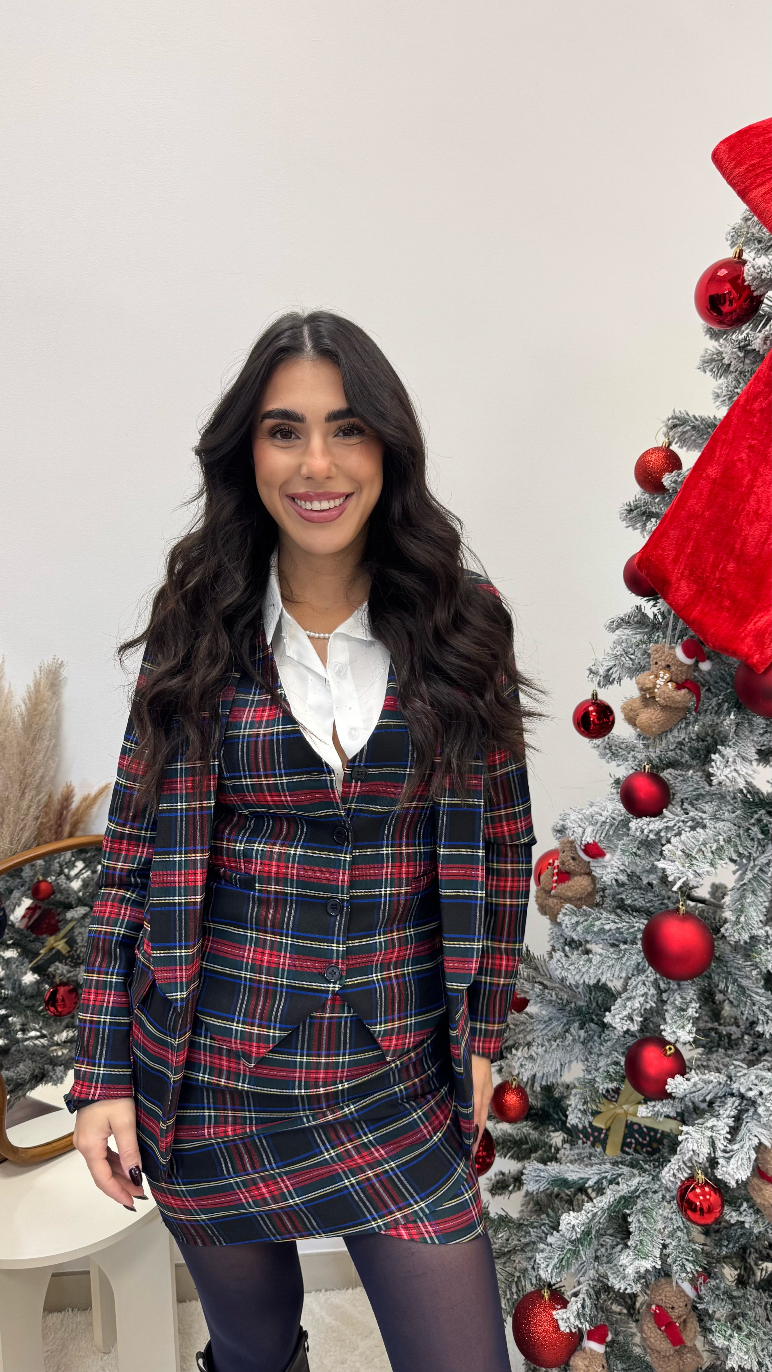 🎄Gilet Tartan Blu