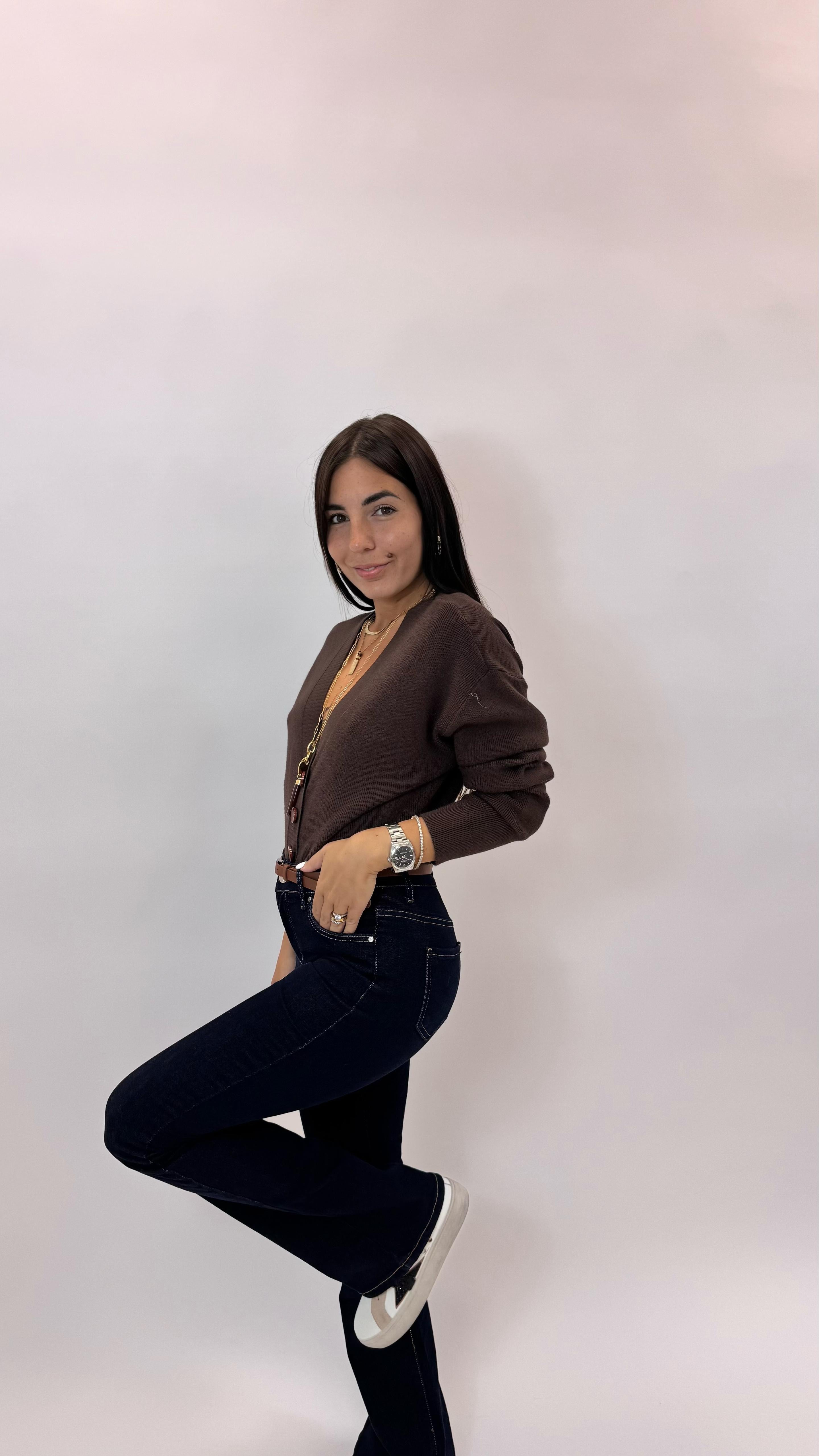Jeans Zampa Lavaggio Scuro Cinta Inclusa