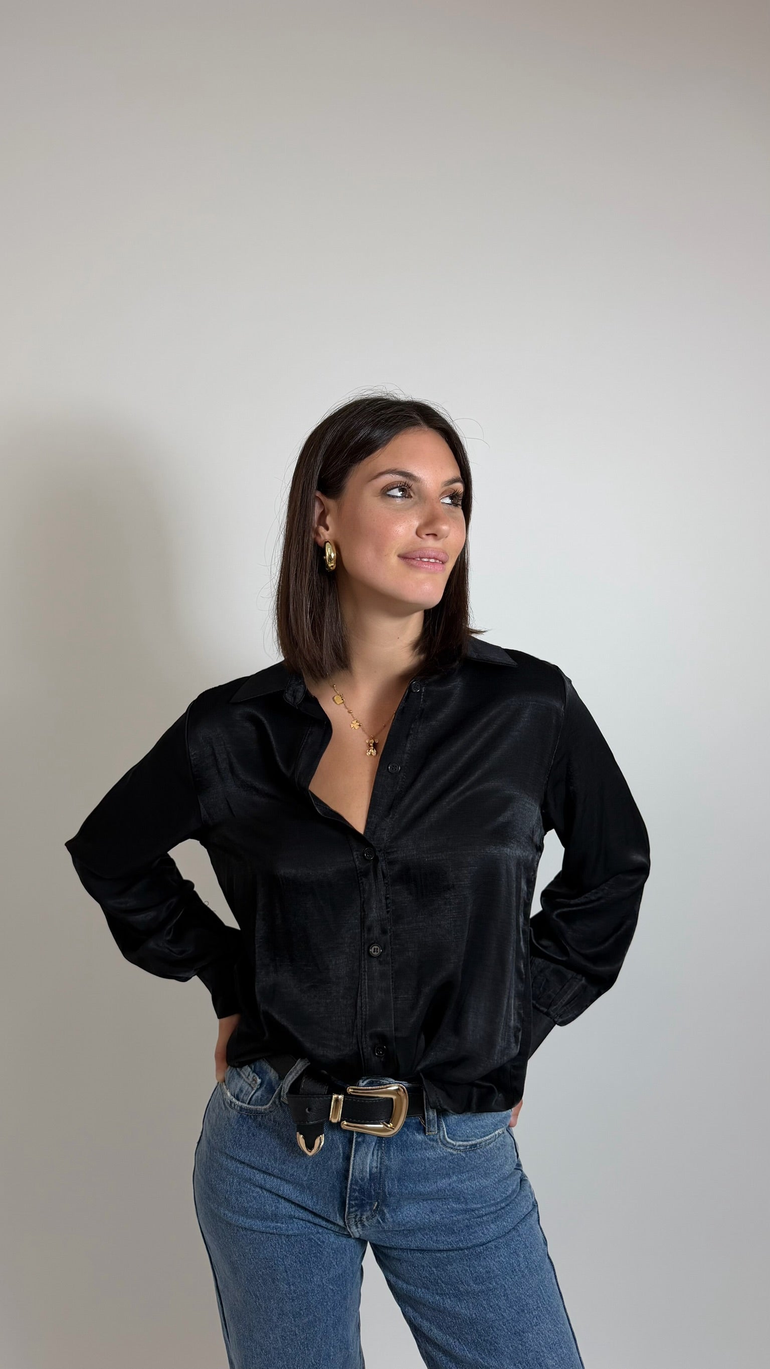 Camicia Basic Fluid Nera