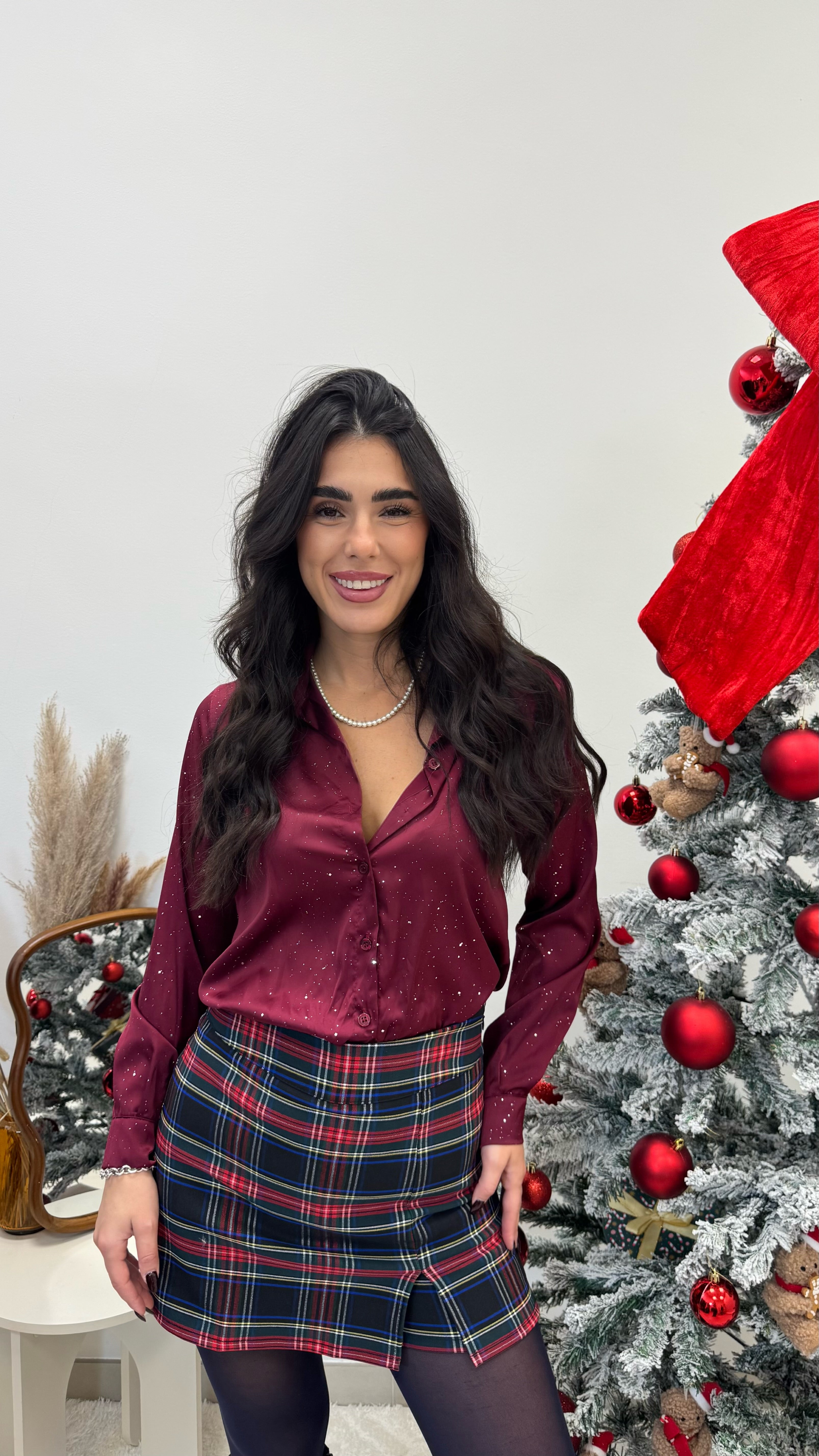 🥂Camicia Shine Effetto Raso Burgundy