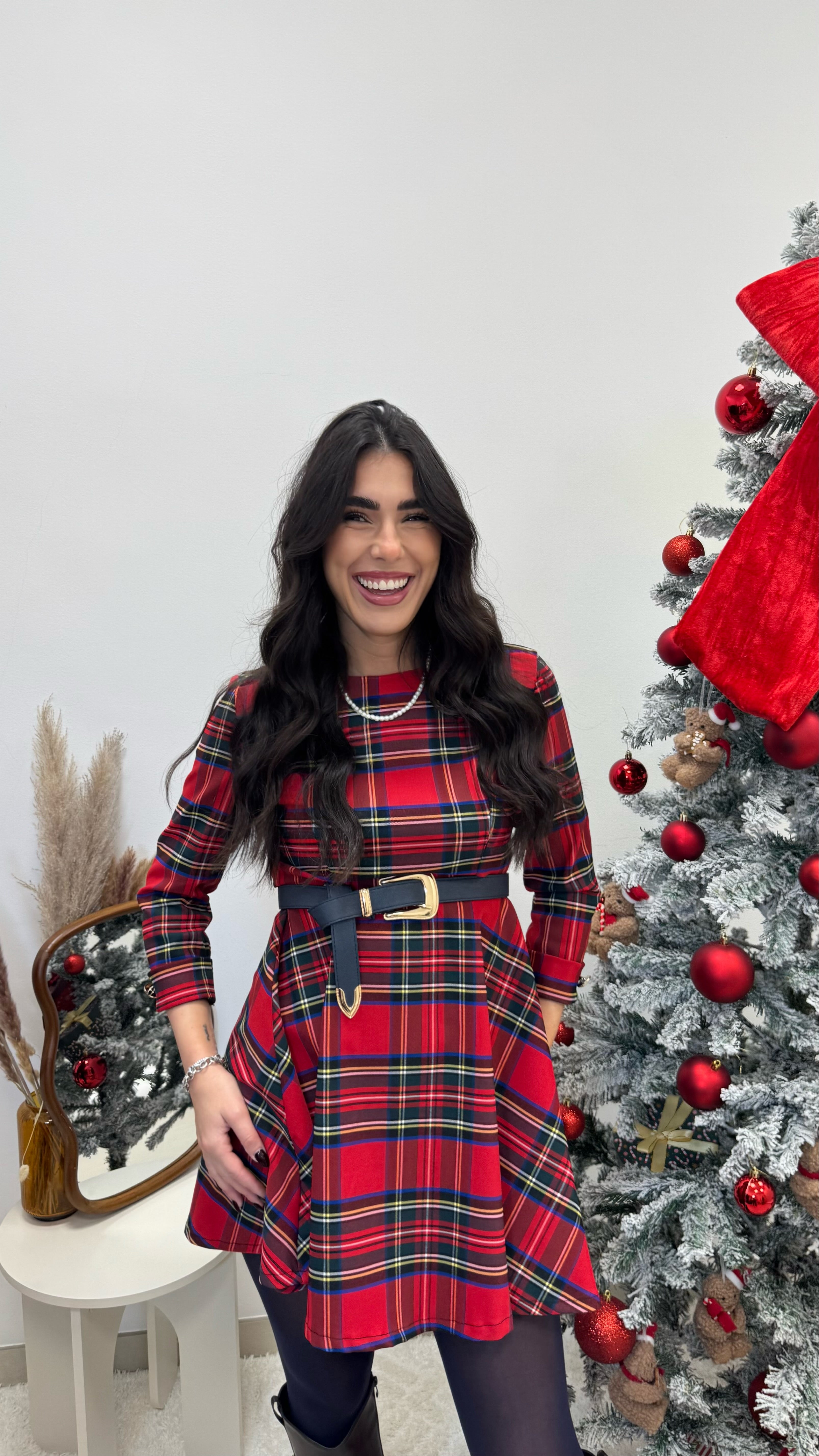 🎄 Abito Tartan Rosso