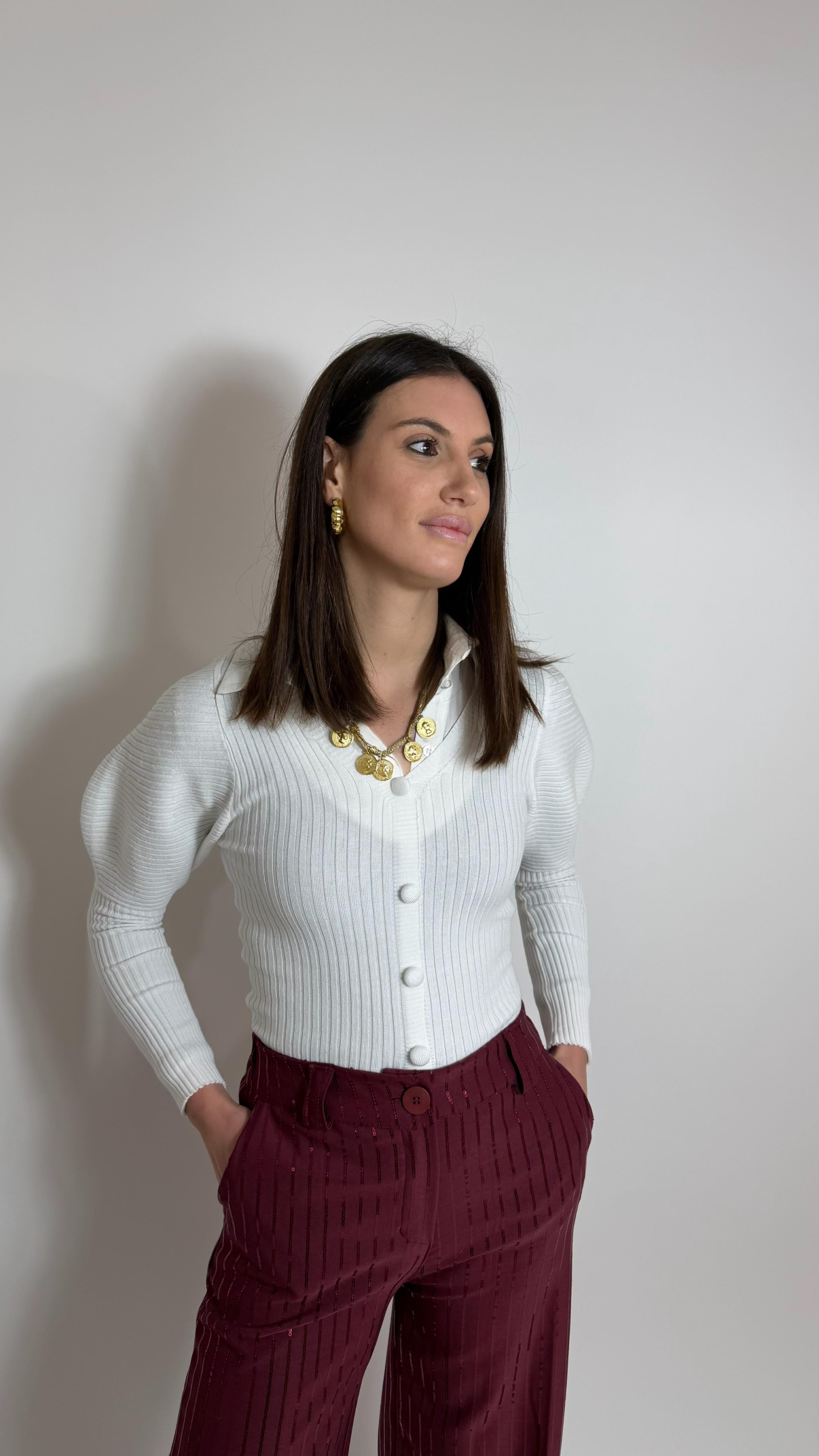 Pull Rib Knit Bianco
