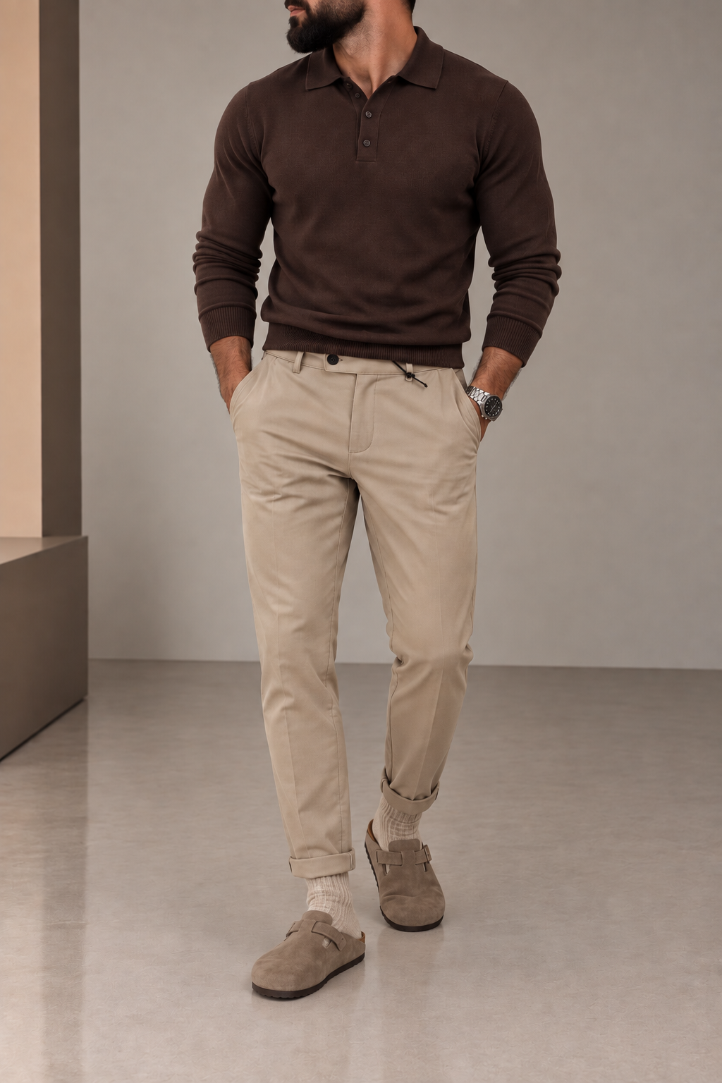 Pantalone Uomo Chino Essential Sabbia