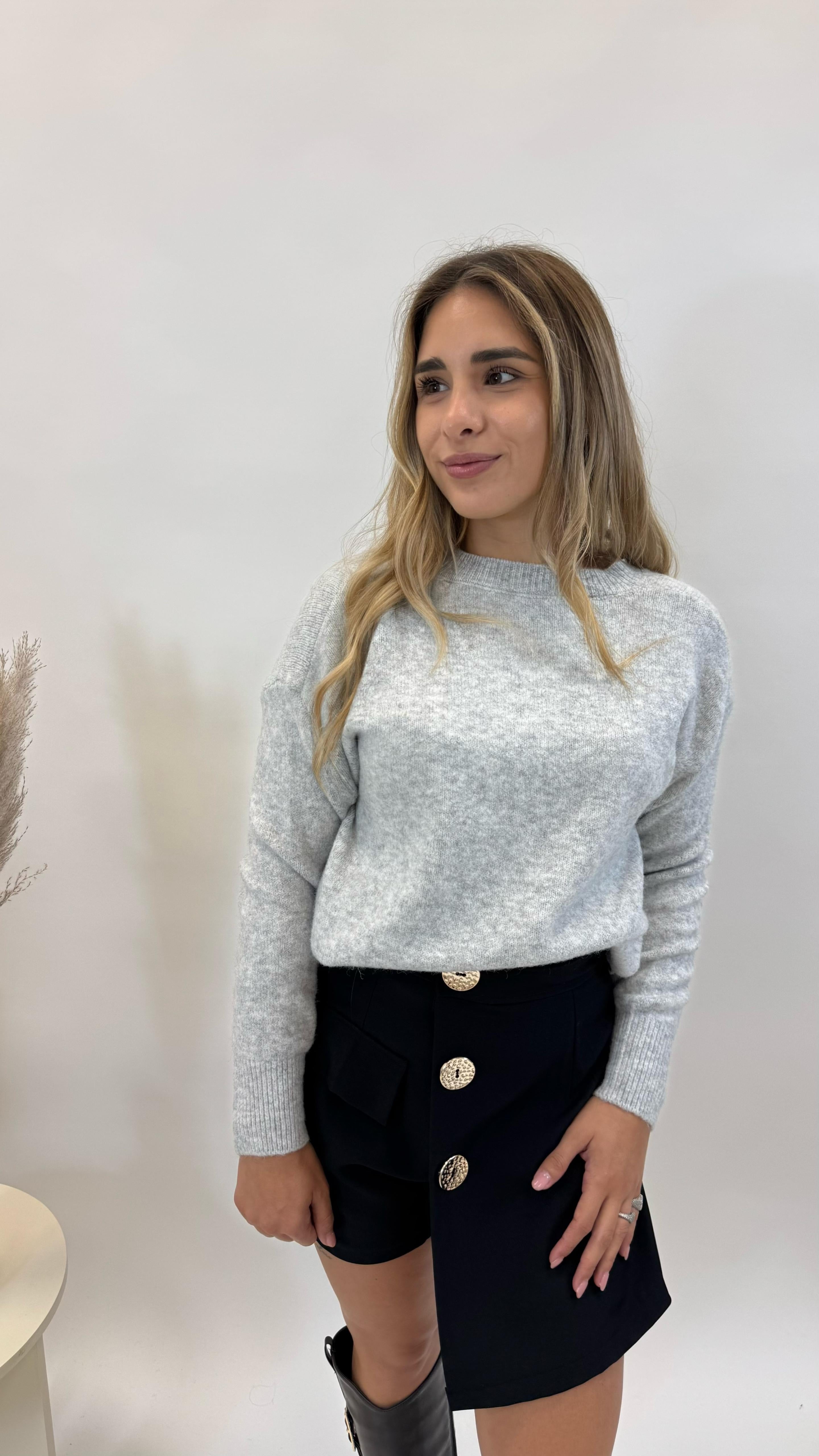 Pull Misto Mohair Grigio Perla