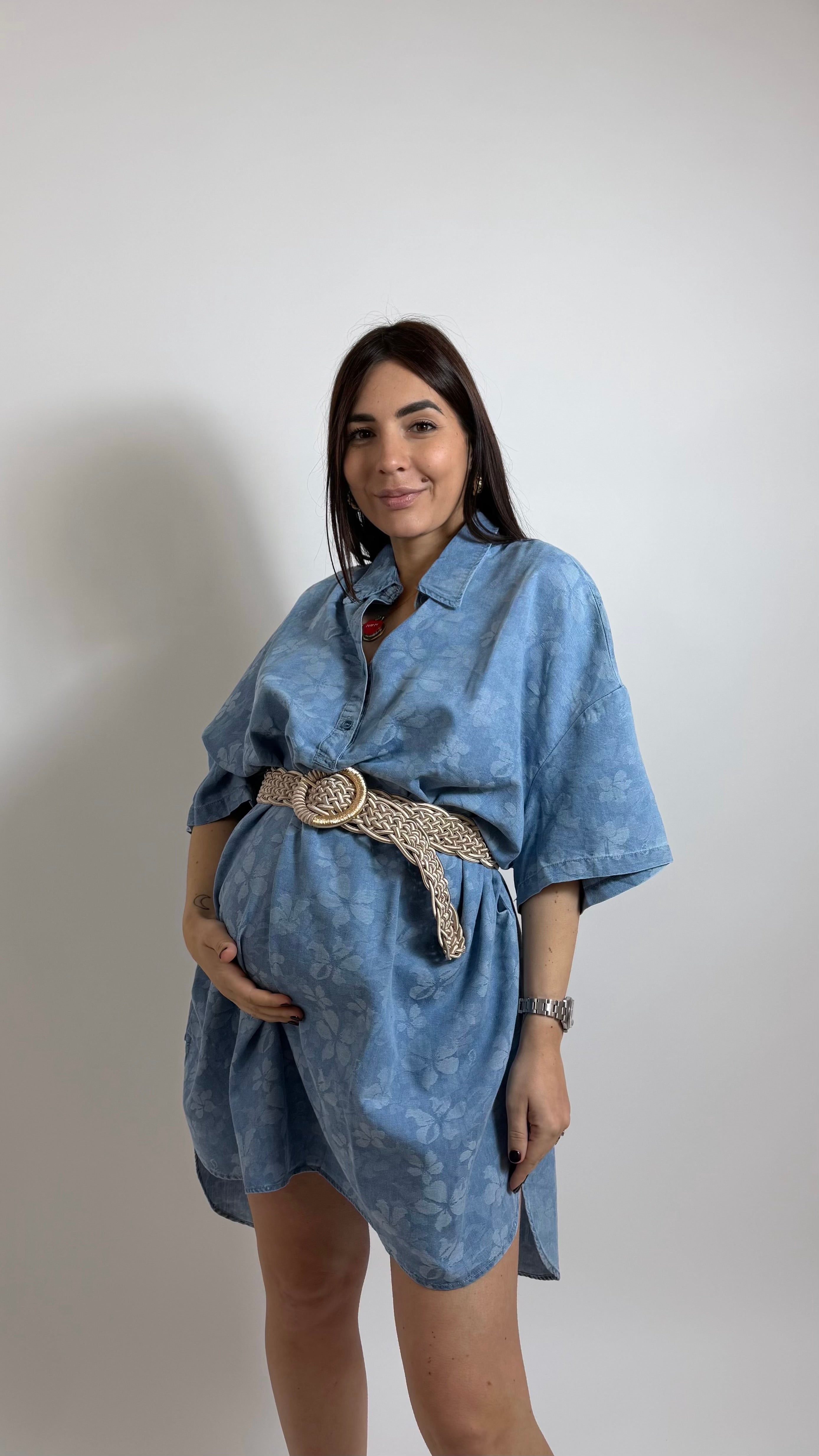 The Italian Denim Dress Flower Light