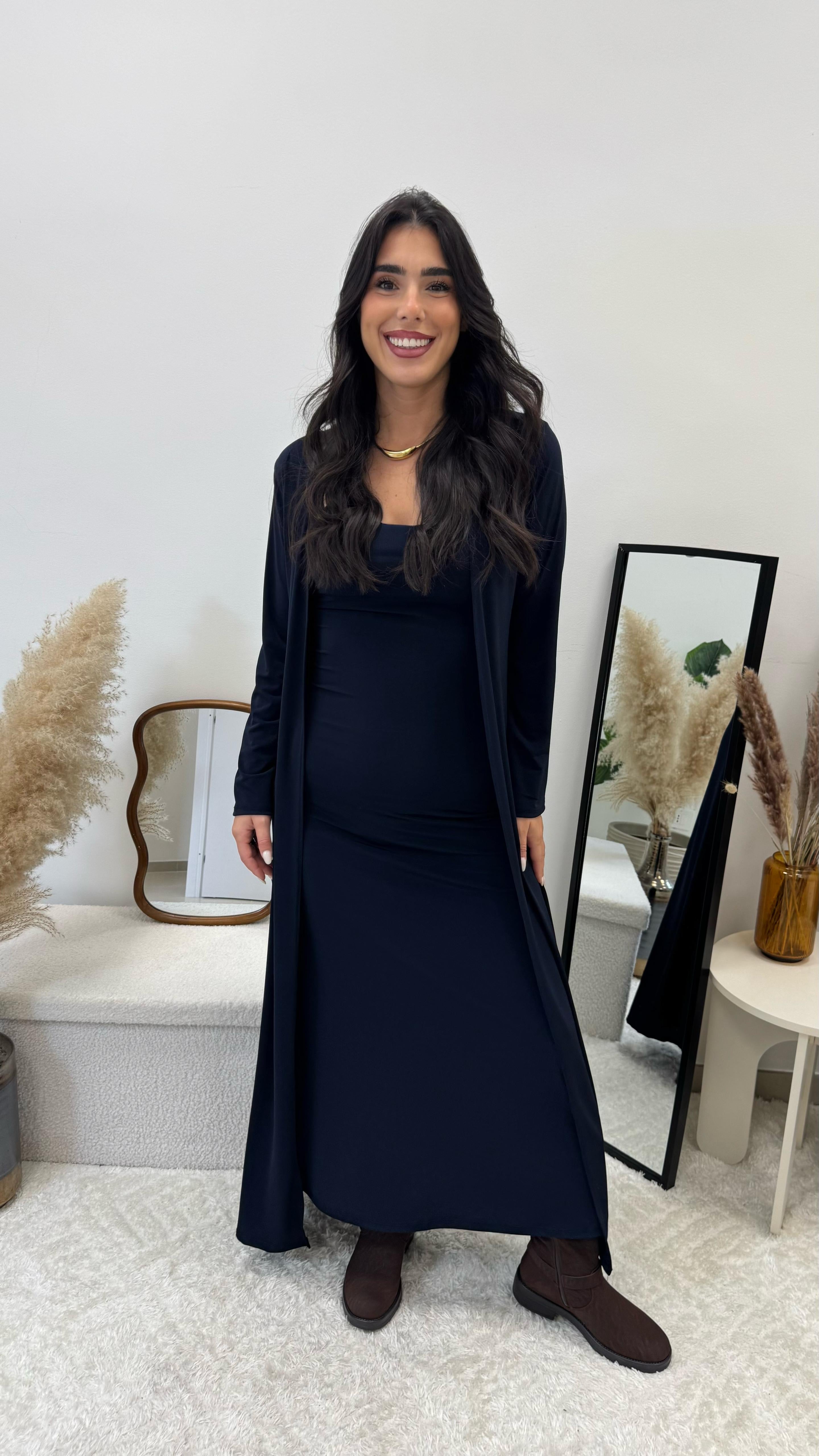 Abito Lycra Stretch con Cardigan Blu Notte