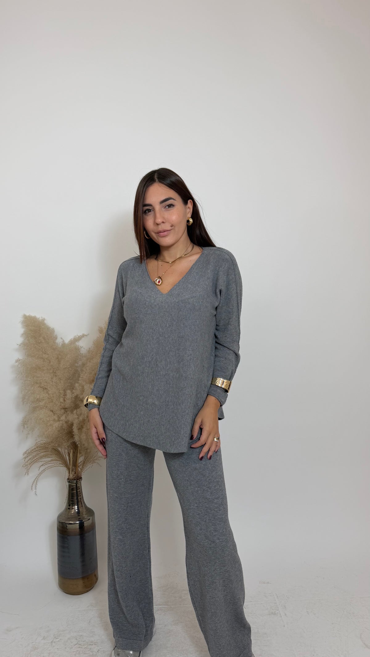 Set Beatrice Scollo V Grigio Perla