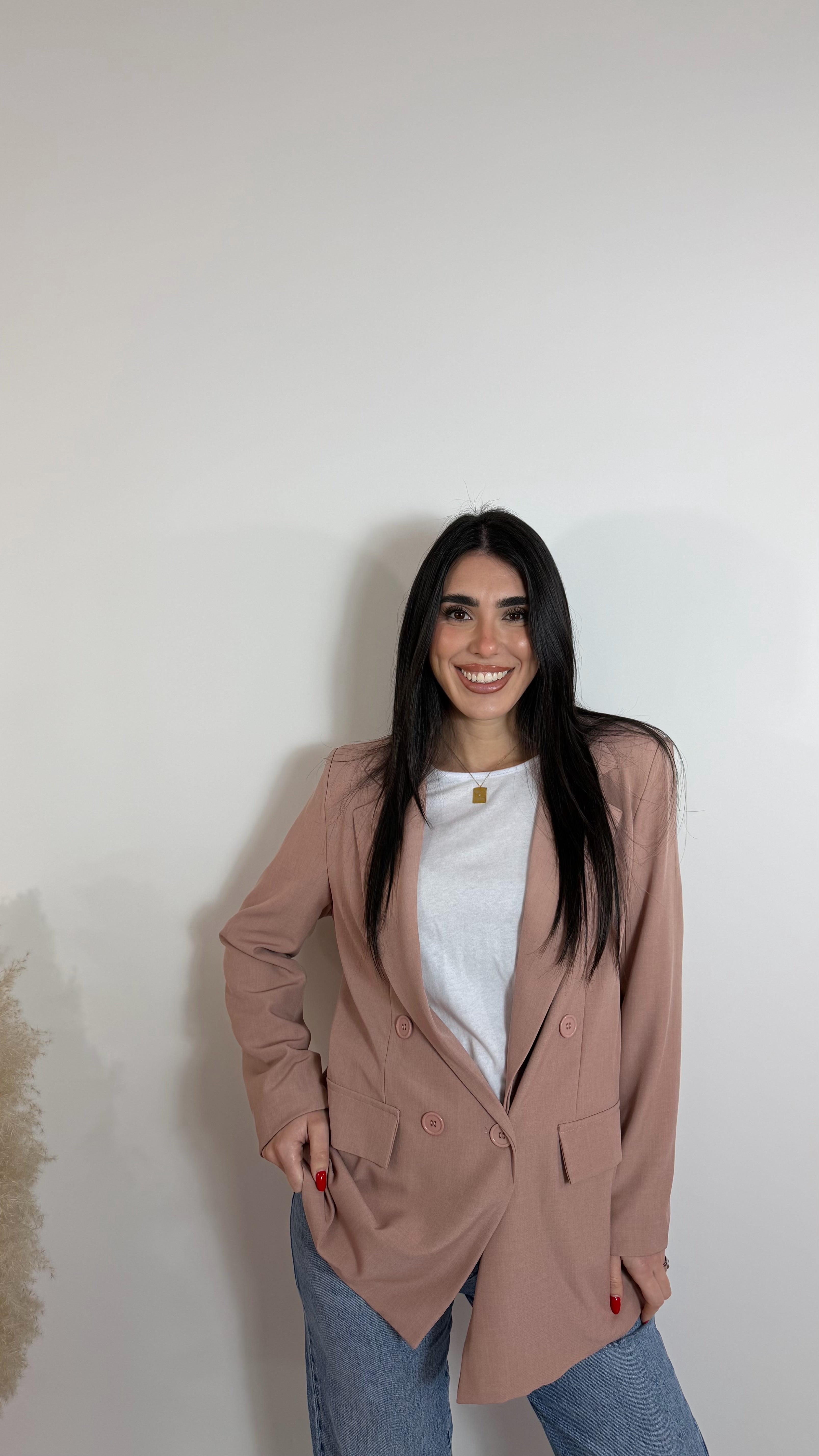 Giacca Doppiopetto Rosa Cipria