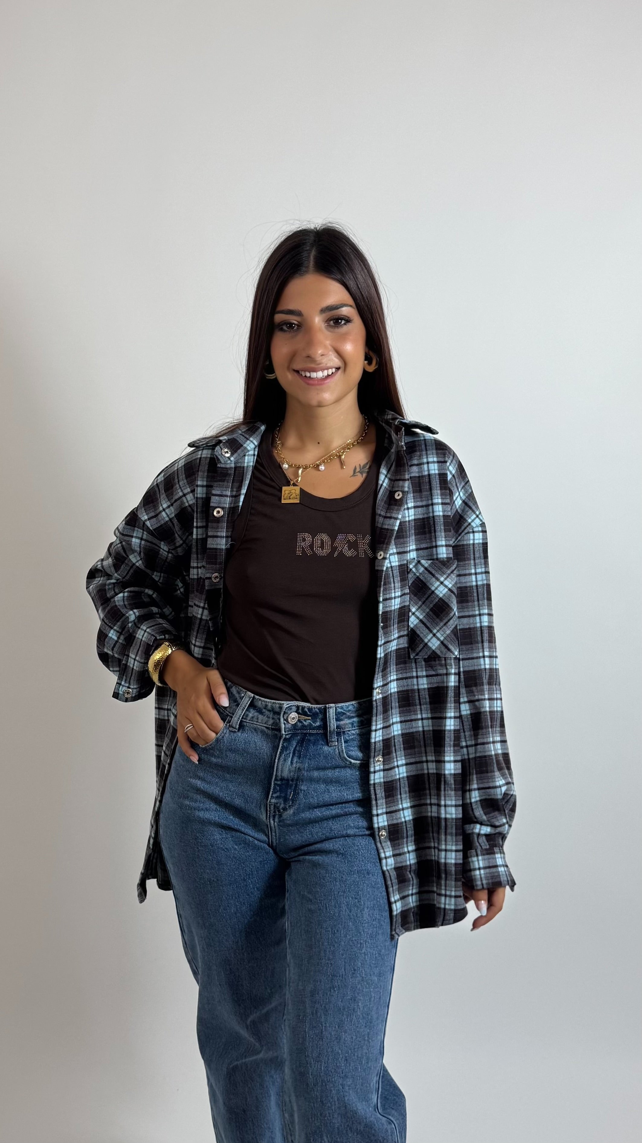 Camicia Check AweyBone Sky/Choco