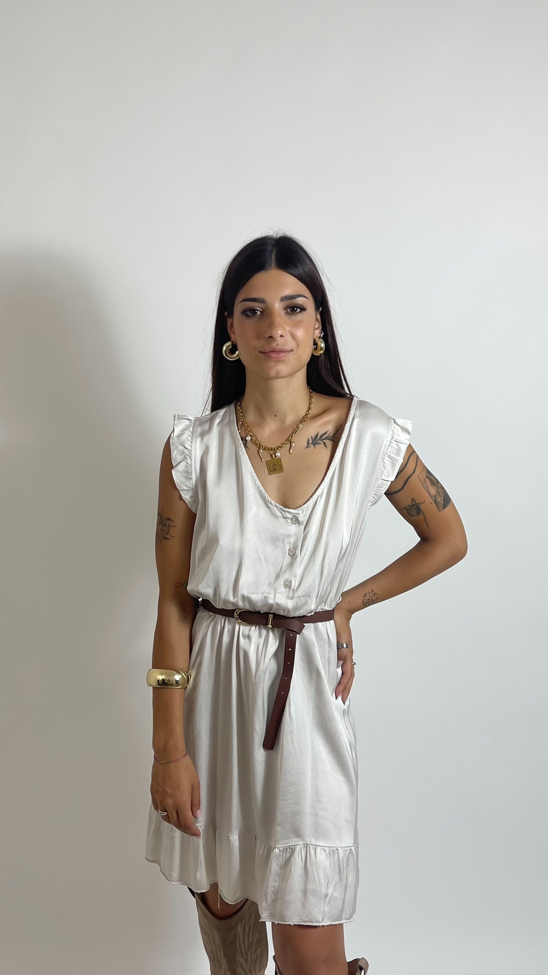 Mini Dress Soft Volant Burro