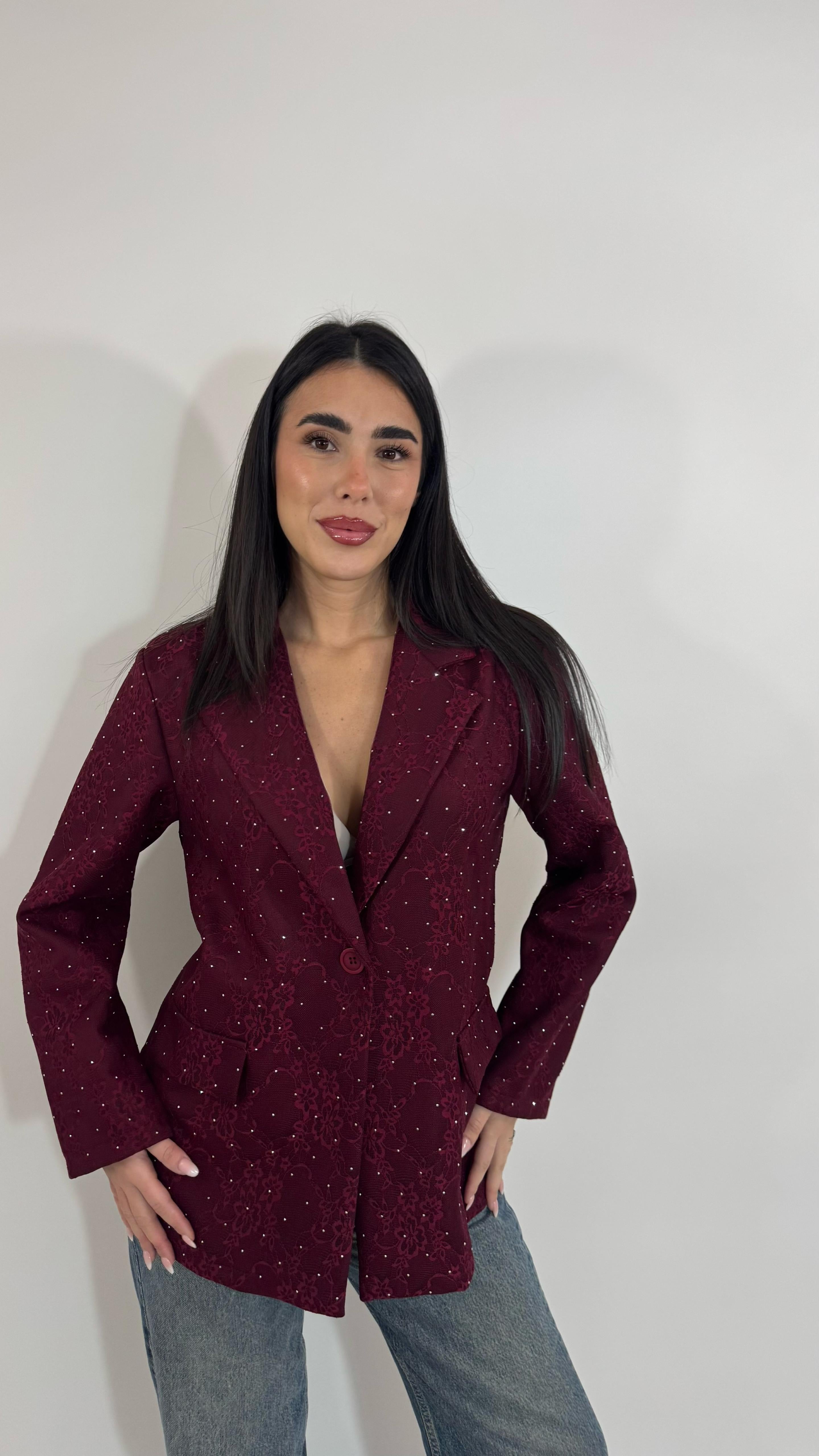 🥂Giacca Lace Sparkling Burgundy