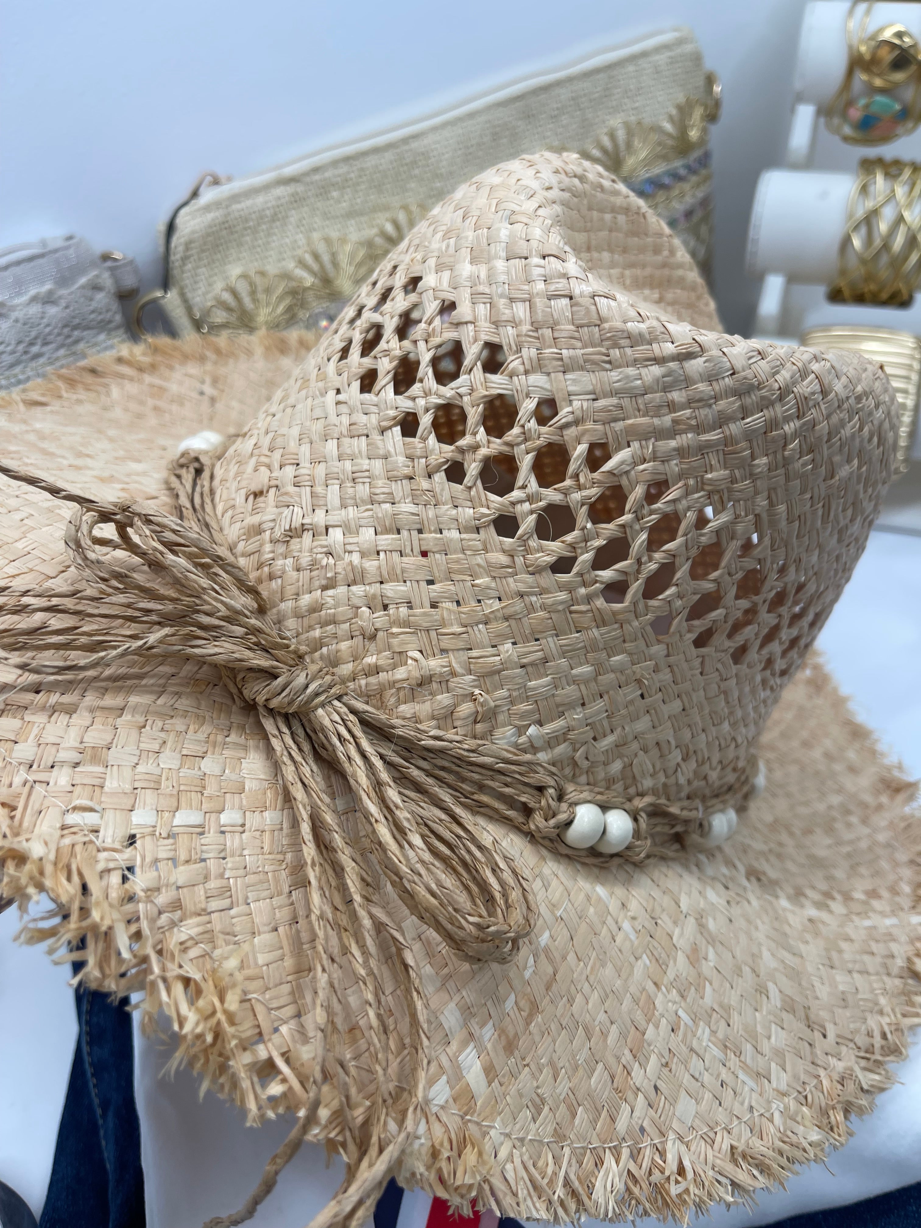 Cappello Rafia Fiocco