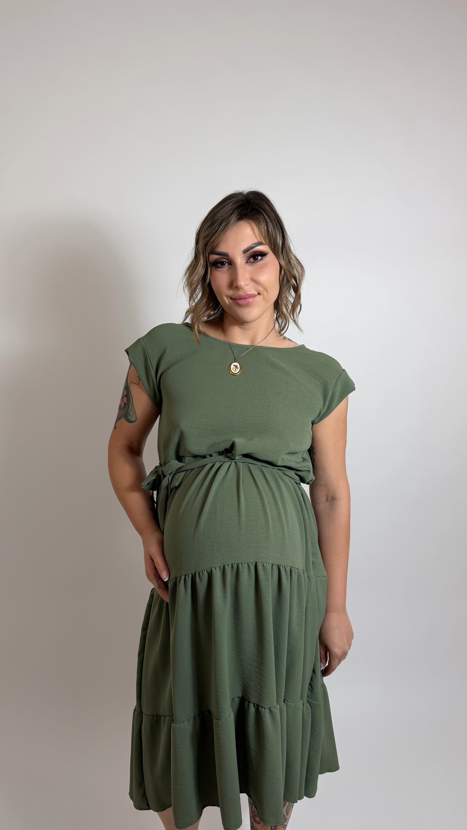 Abito Volant Verde Utility