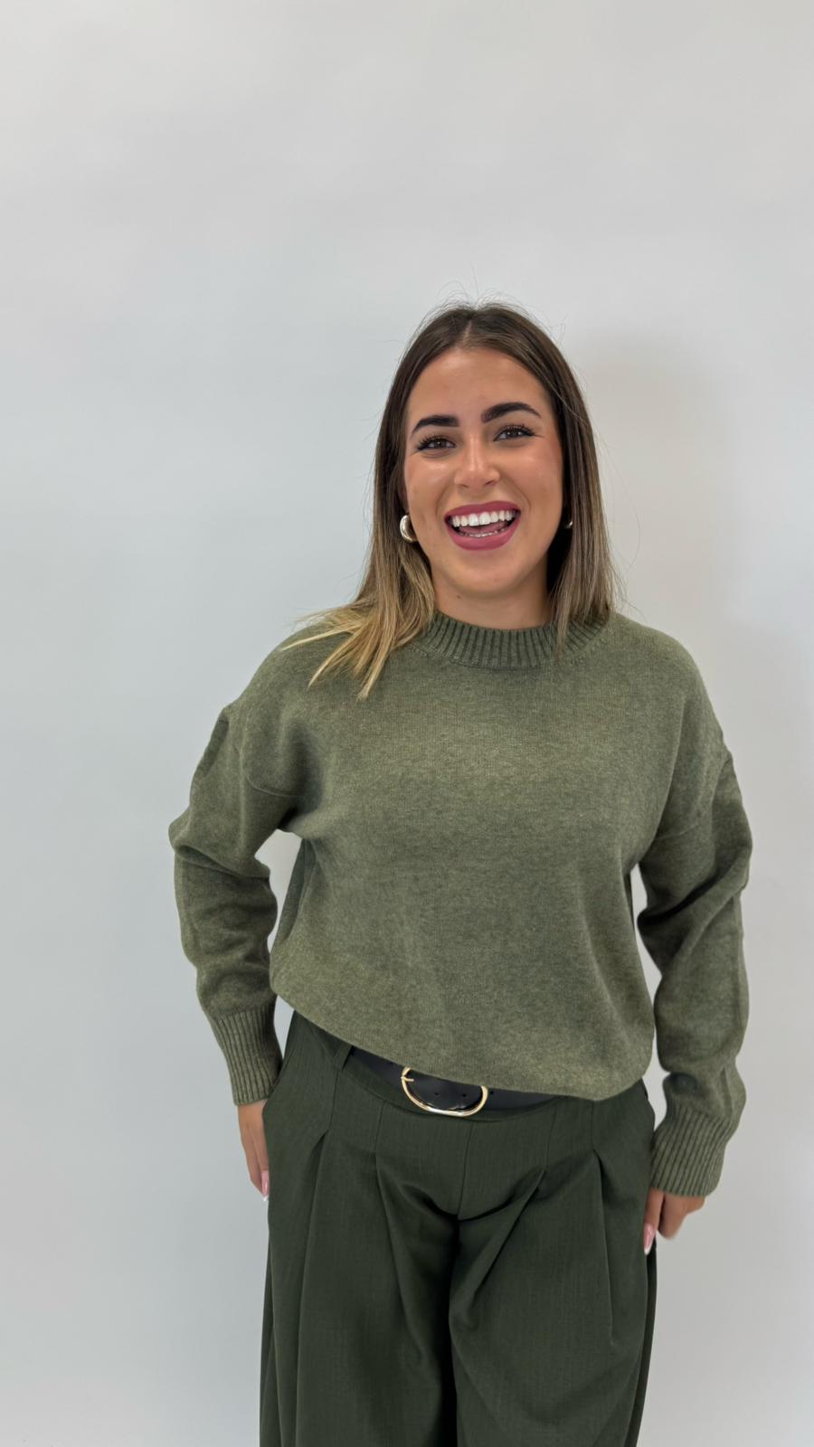 Pulloverone in Maglia Verde Mélange