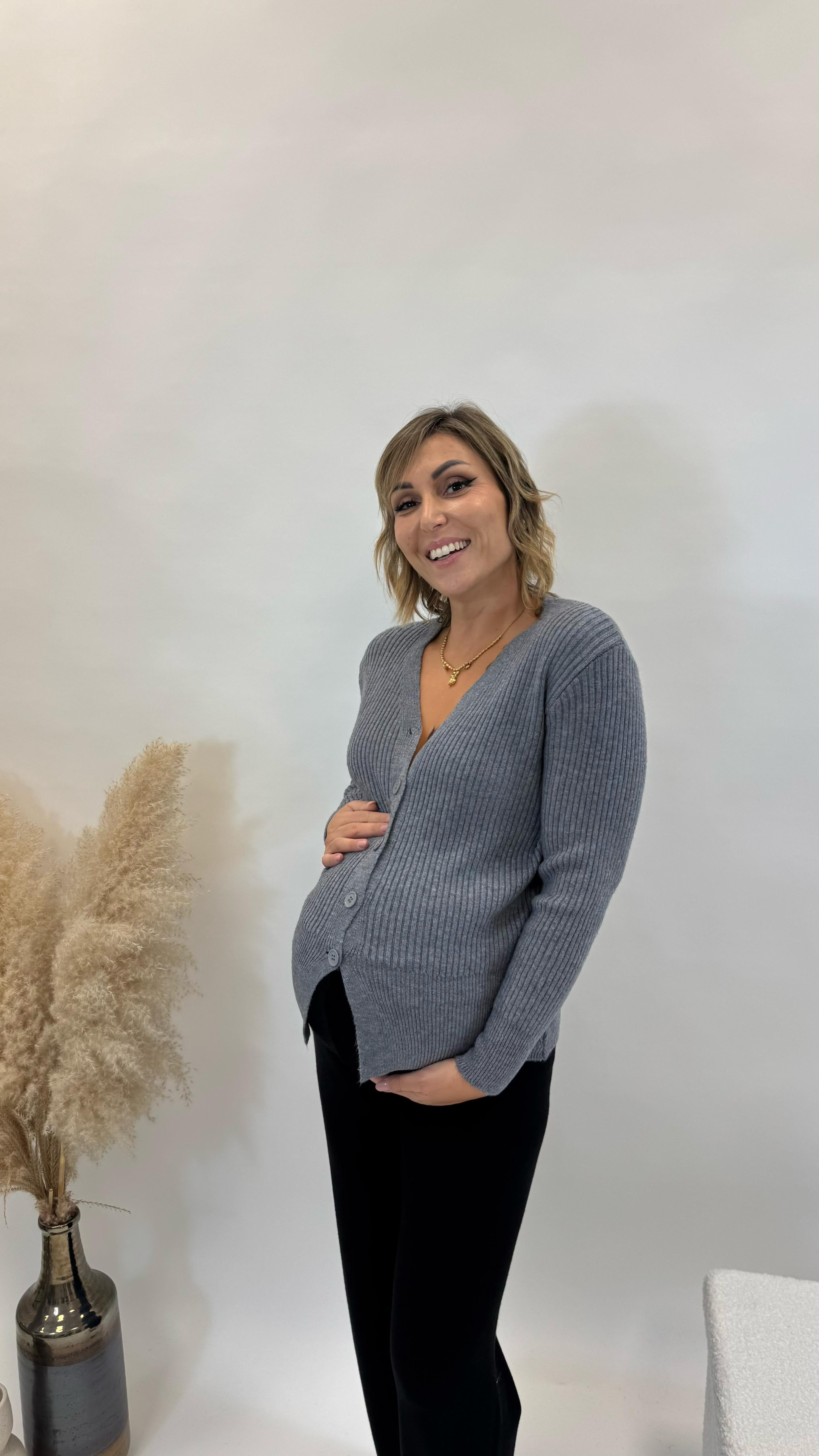 Cardigan Pull Grigio Perla