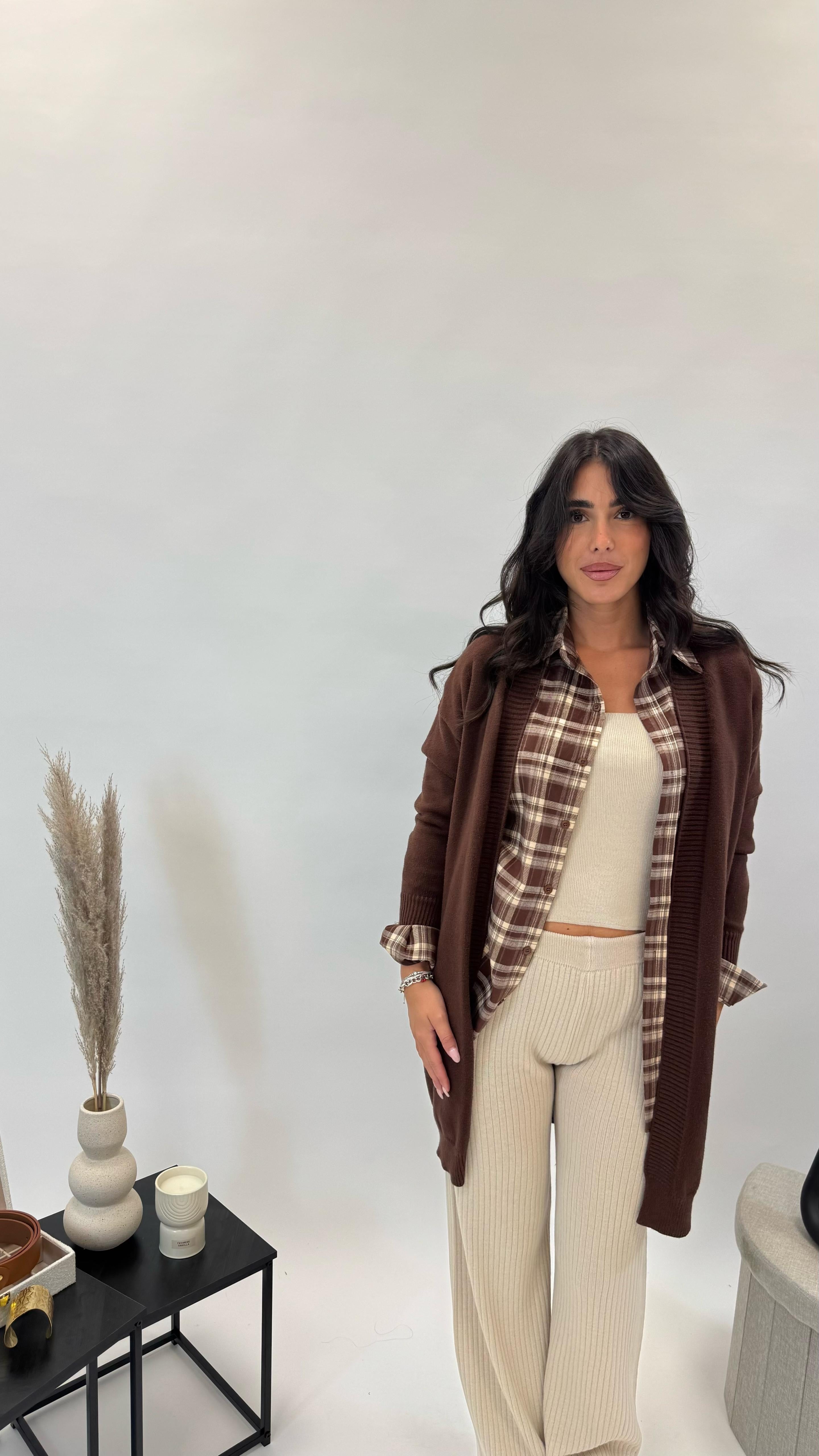 Set con Top in Maglia a Coste Burro