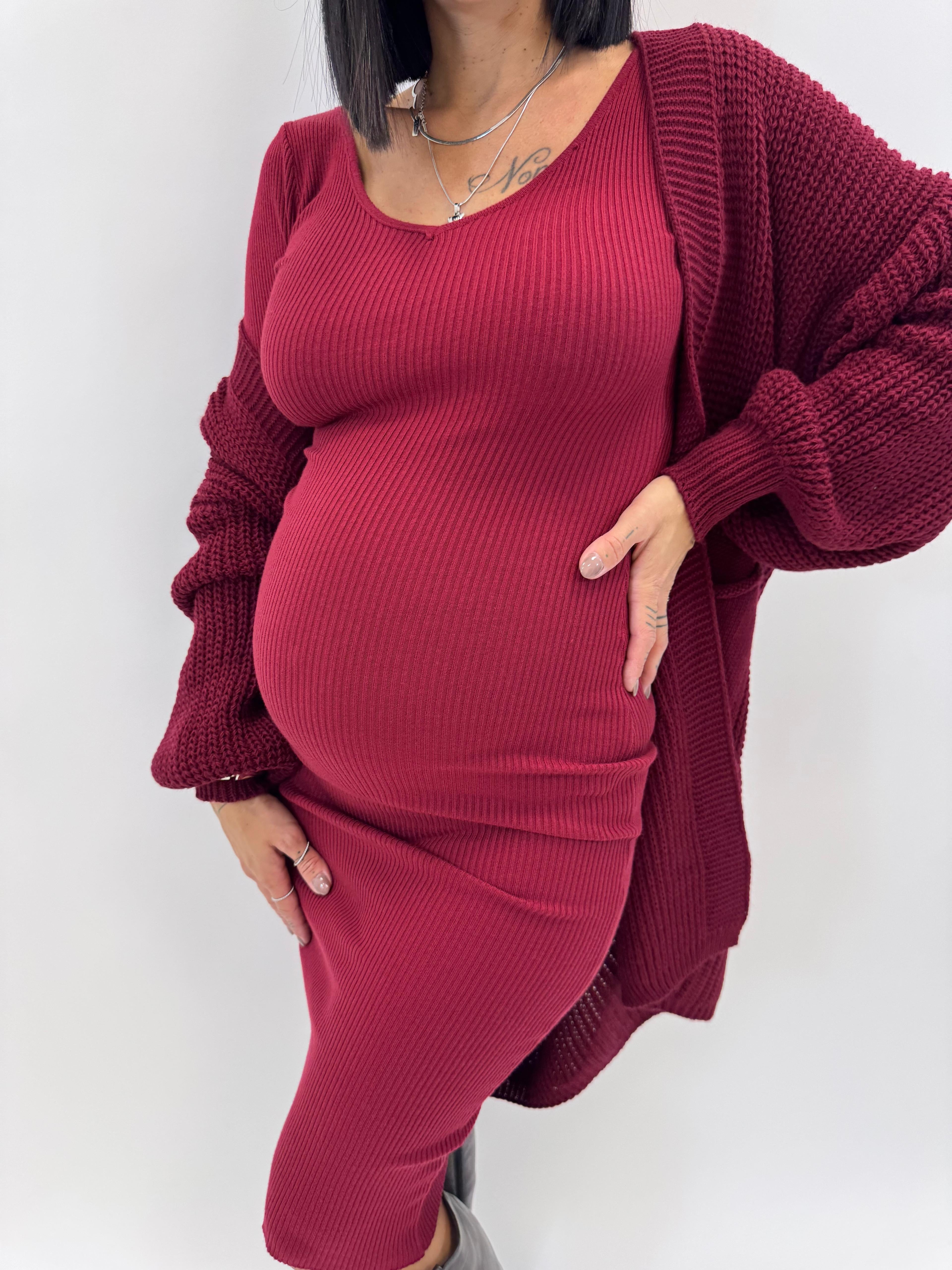 Cardigone Maglia Inglese Burgundy