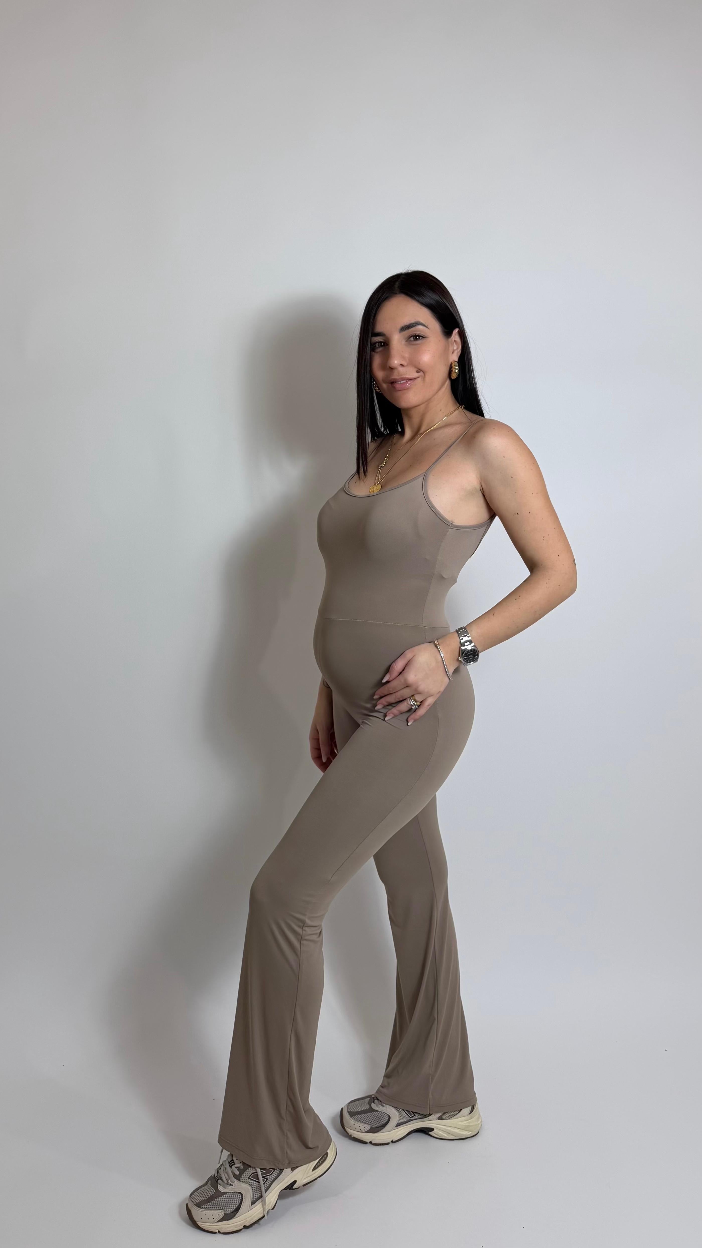 Jumpsuit Second Skin - Bretella Sottile - Flare / Taupe