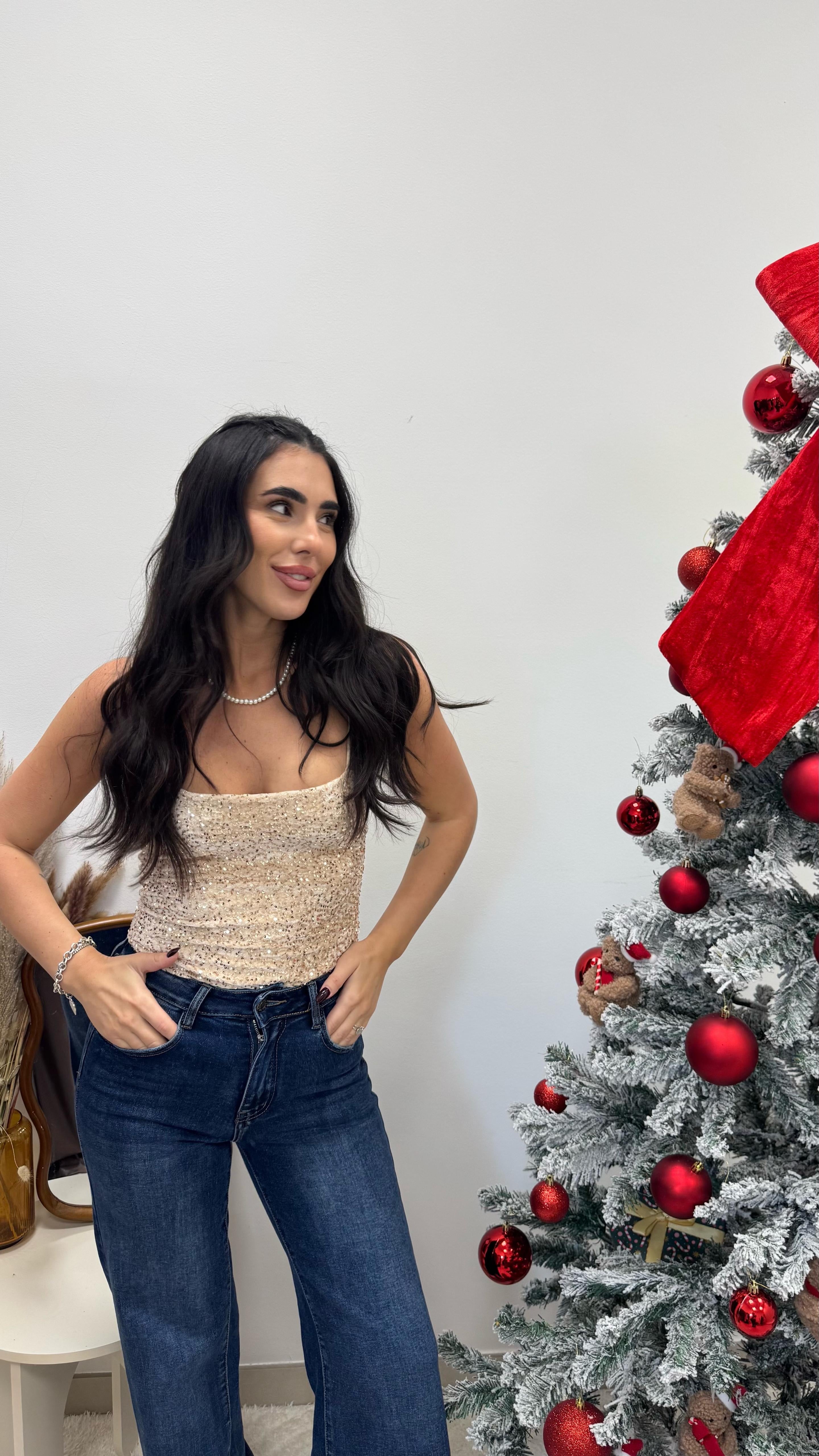 🥂Body Paillettes Velvet Champagne