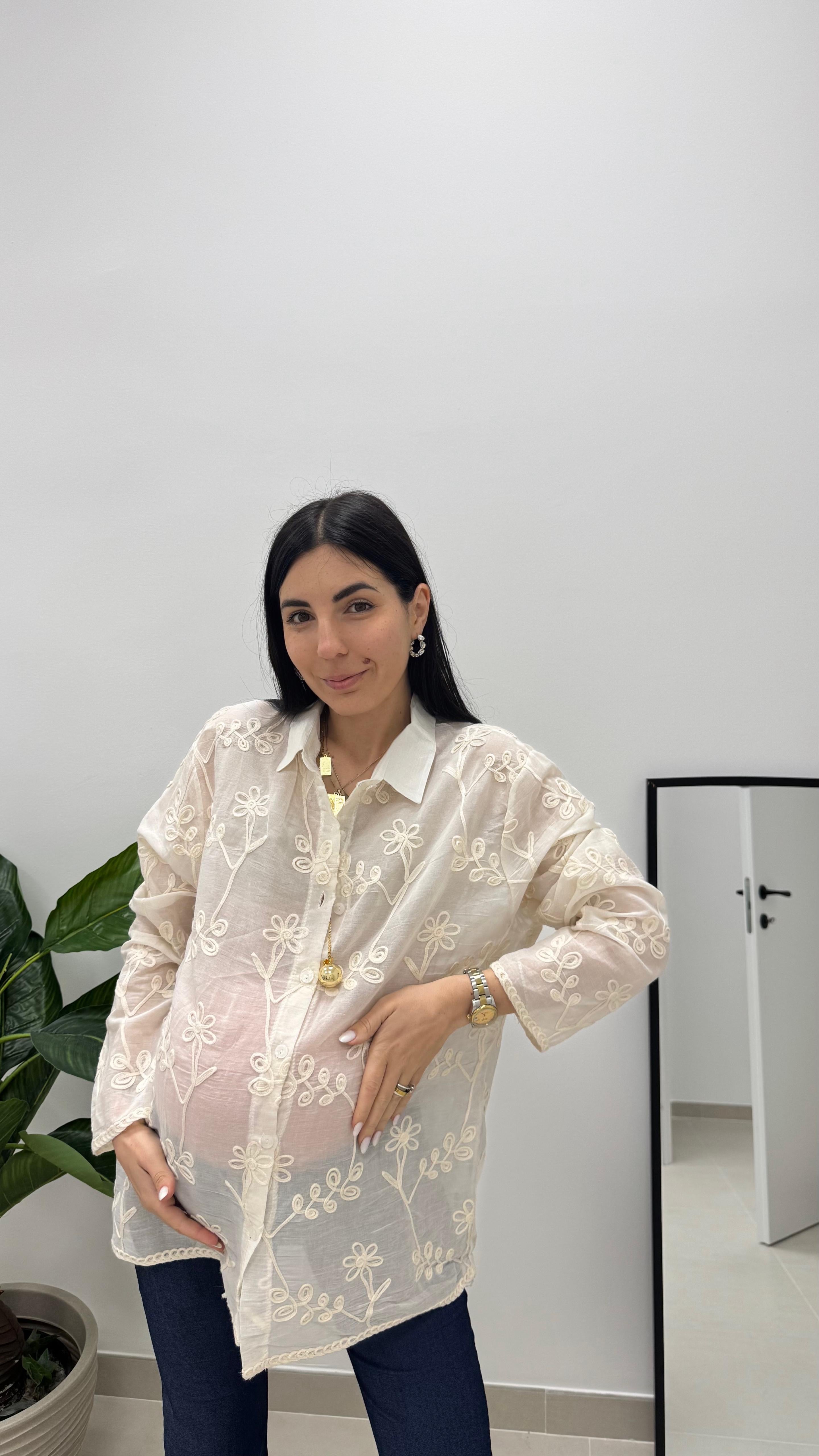Blusa Ricamata Burro