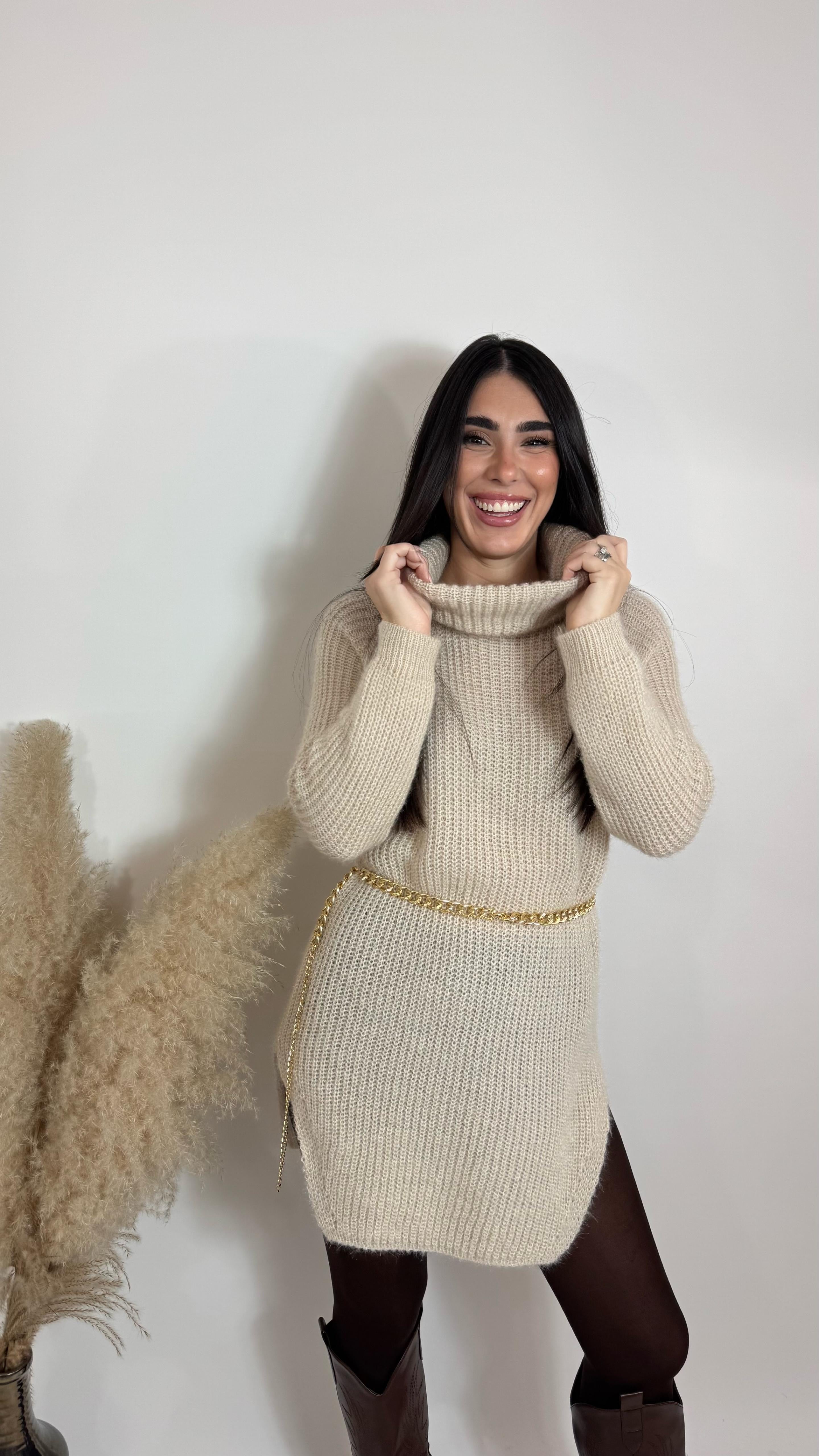 Maxi Pull Maglia Inglese Nude