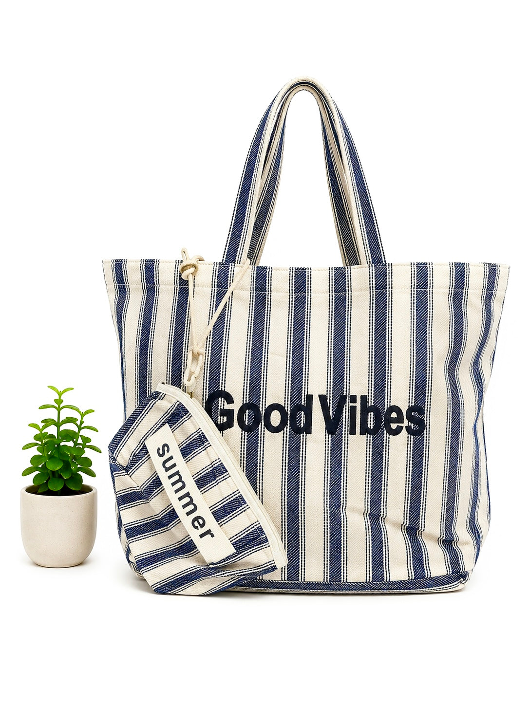 Shopping Bag Good Vibes Blu Denim