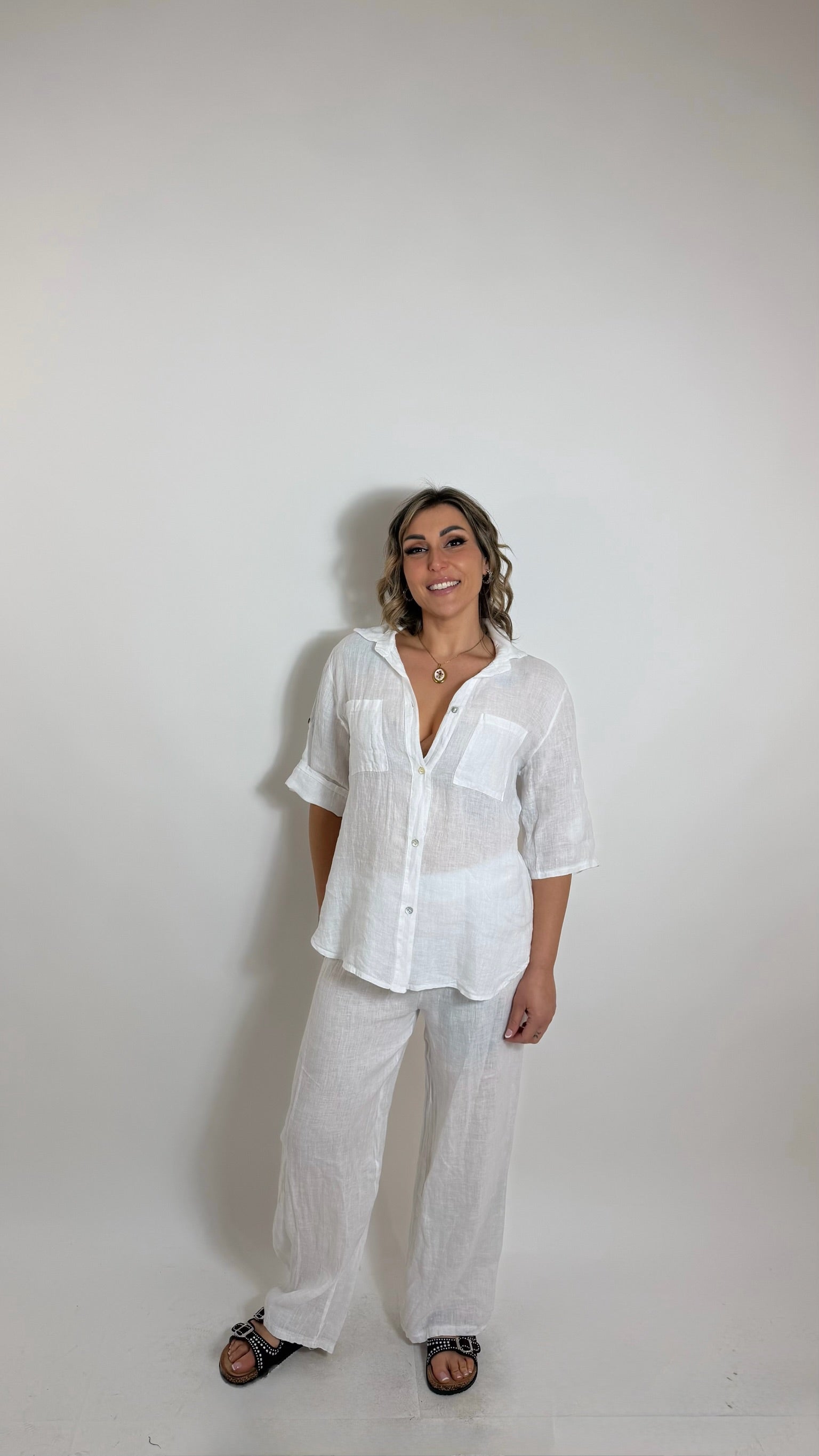 Pantalone Lino Bianco