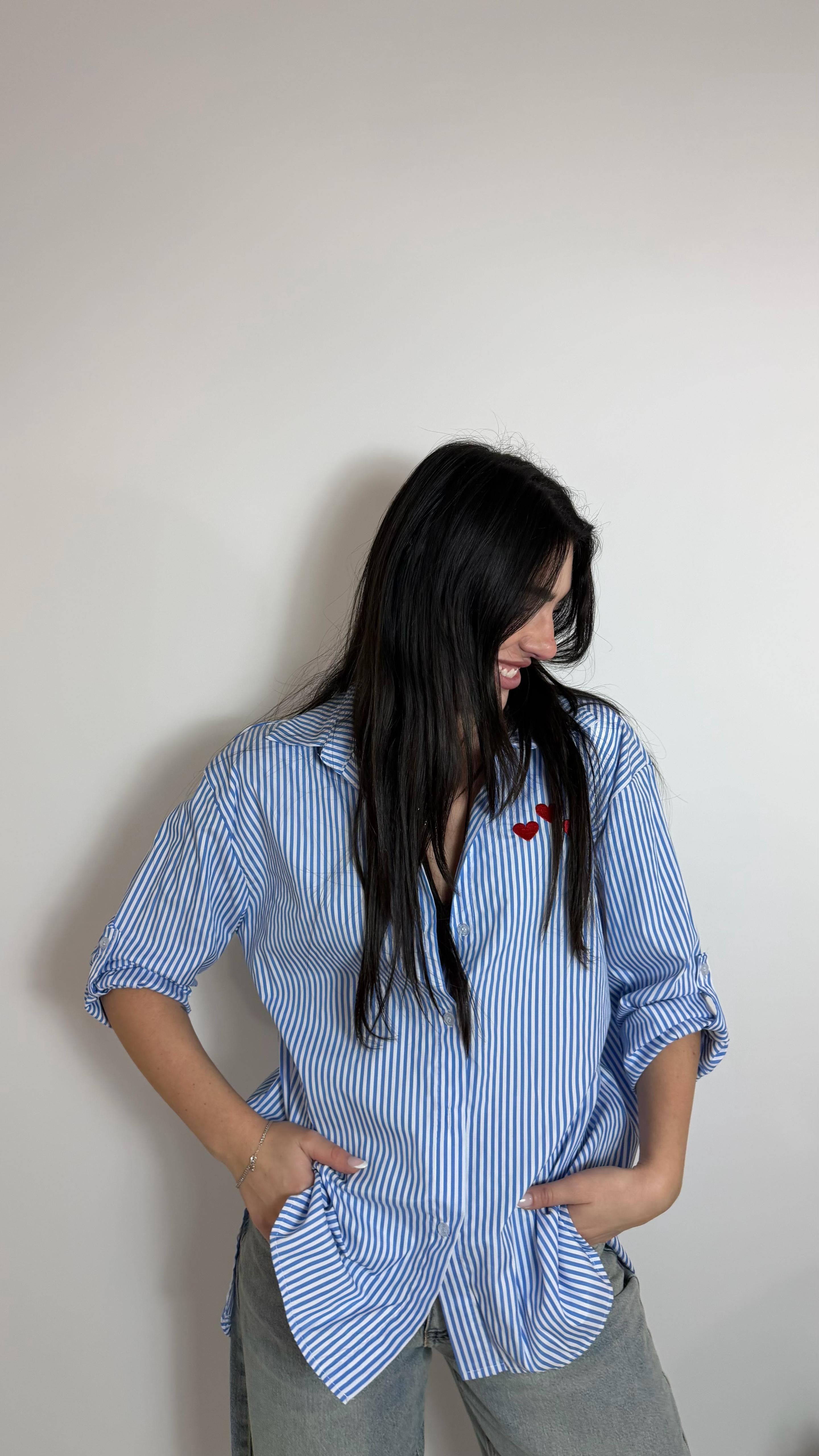 Camicia Oxford Hearts Celeste