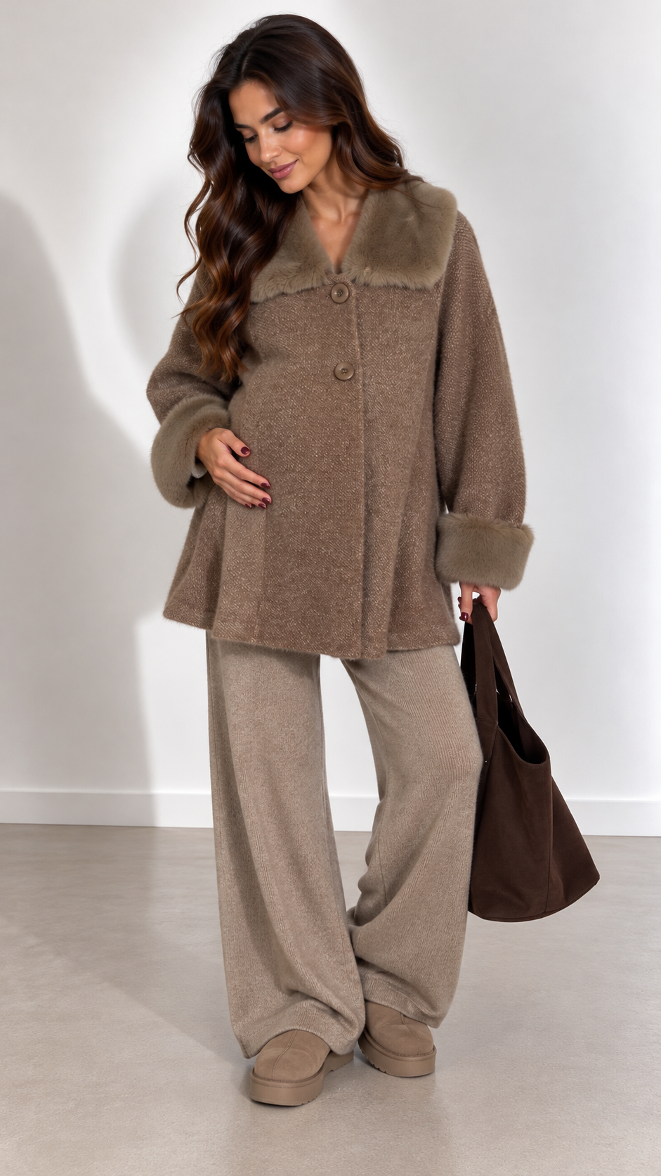 Giacca Fur Collar Tortora