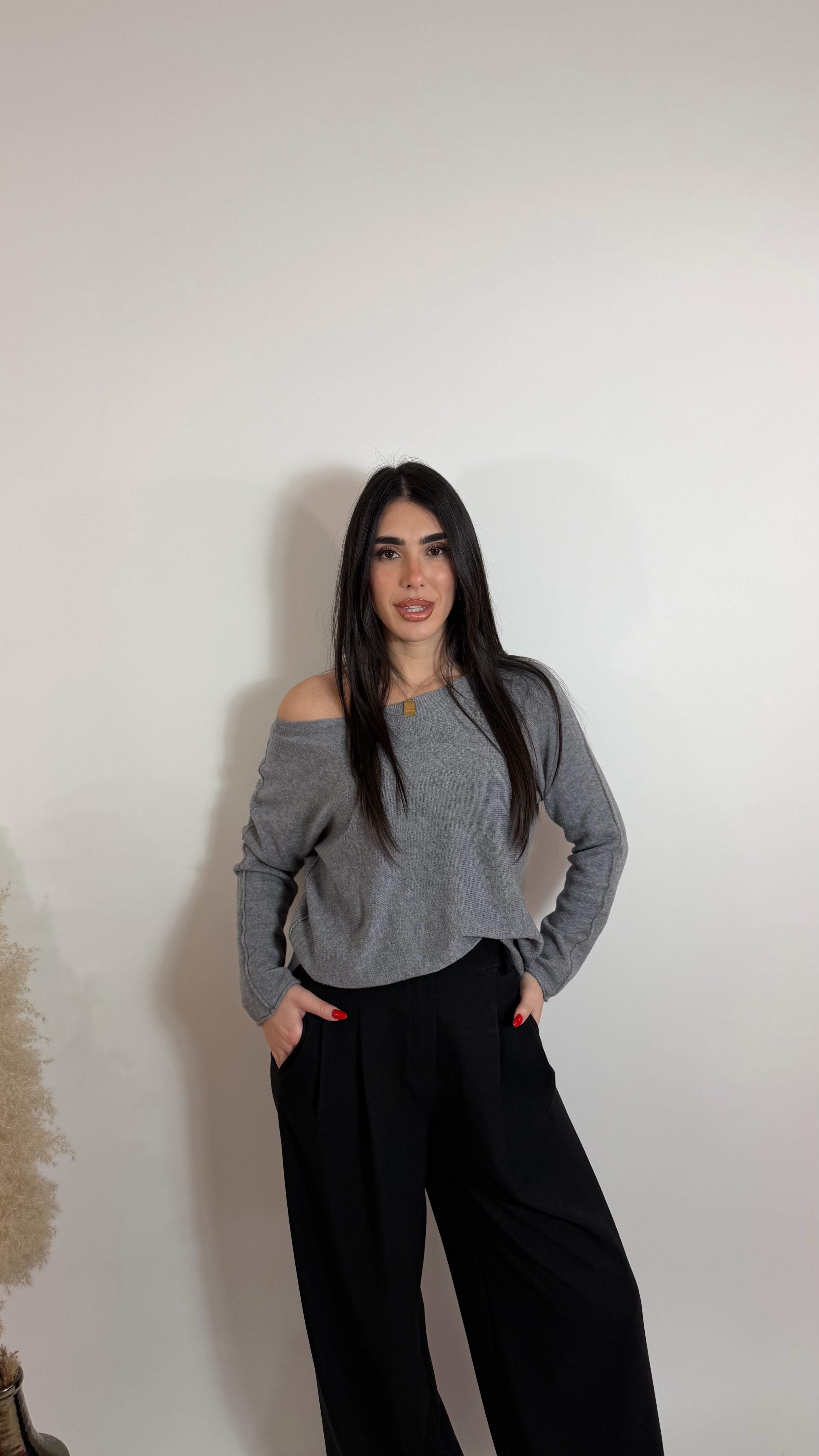 Pull Viscosa Girocollo Grigio Perla