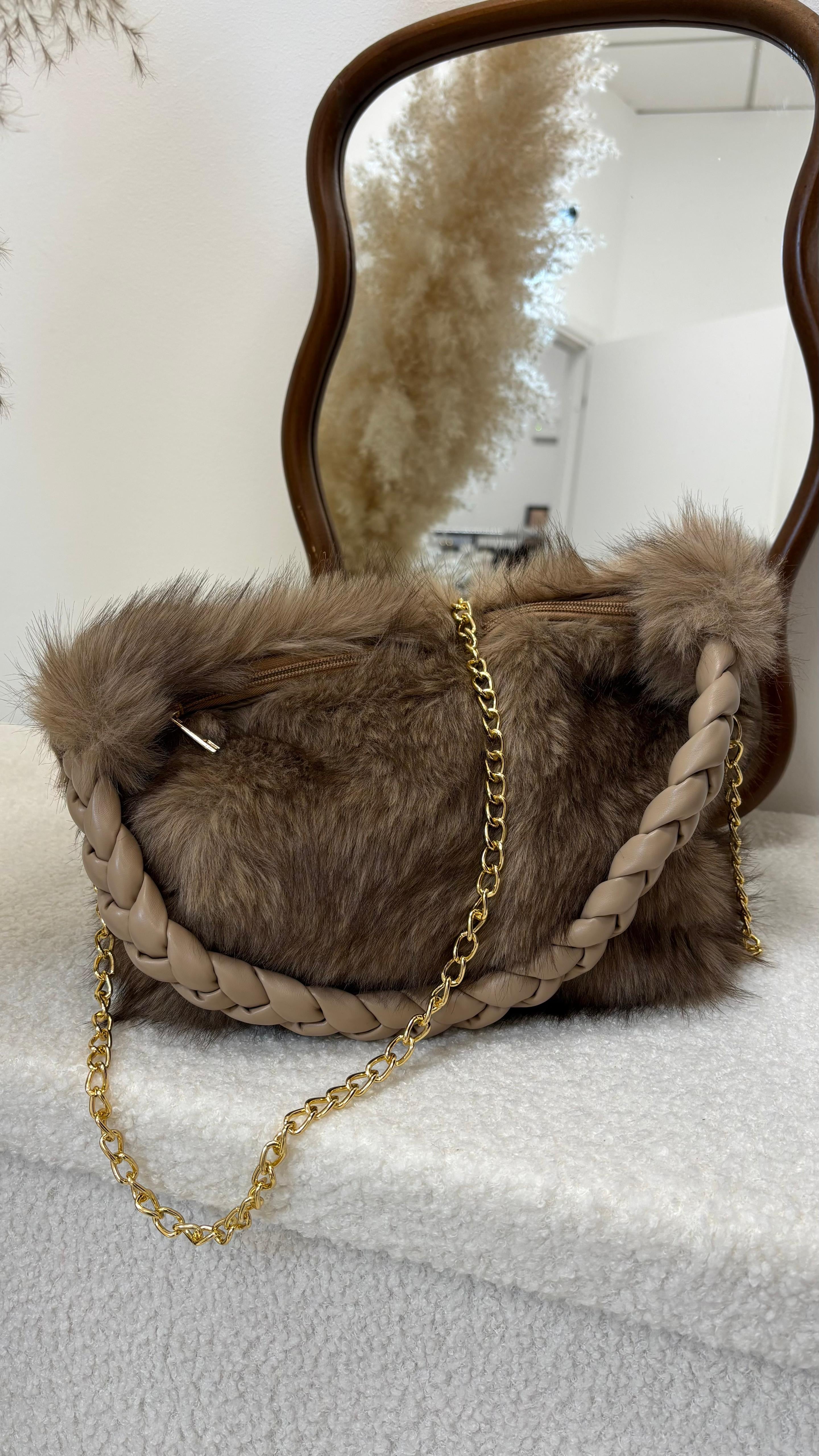 Bag Ecofur Manico Ecopelle Choco