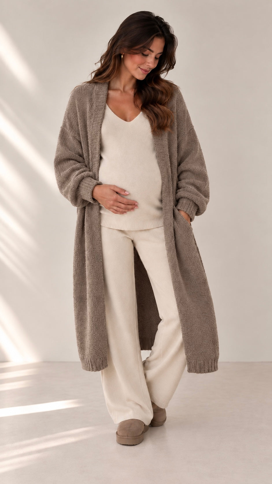 Long Soft Cardigan Tortora