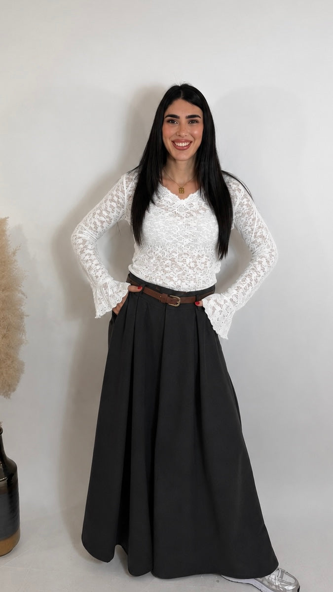 Pantalone In Panno Full Lenght Nero