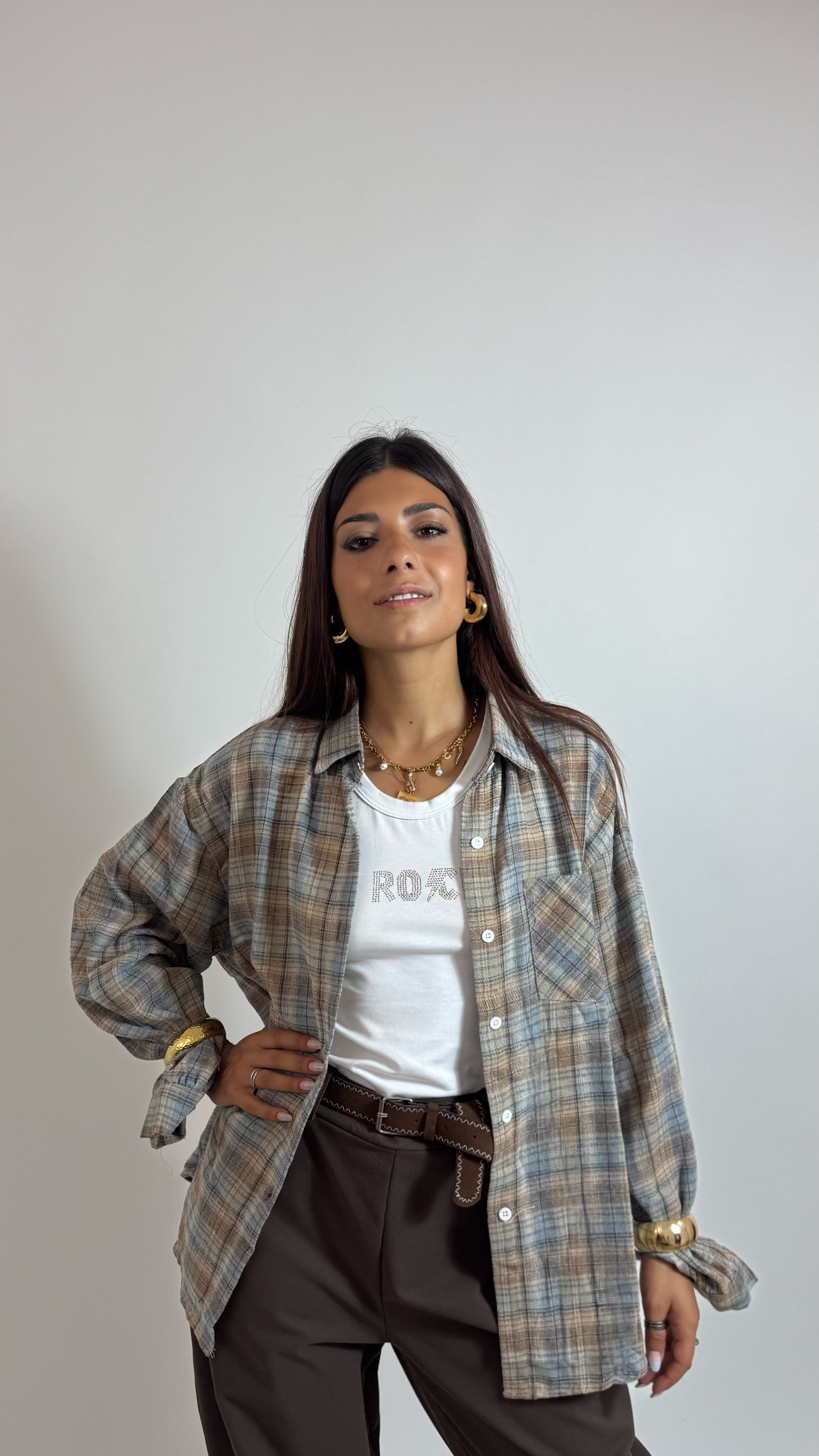 Camicia Autumn Check Sky/Ecru