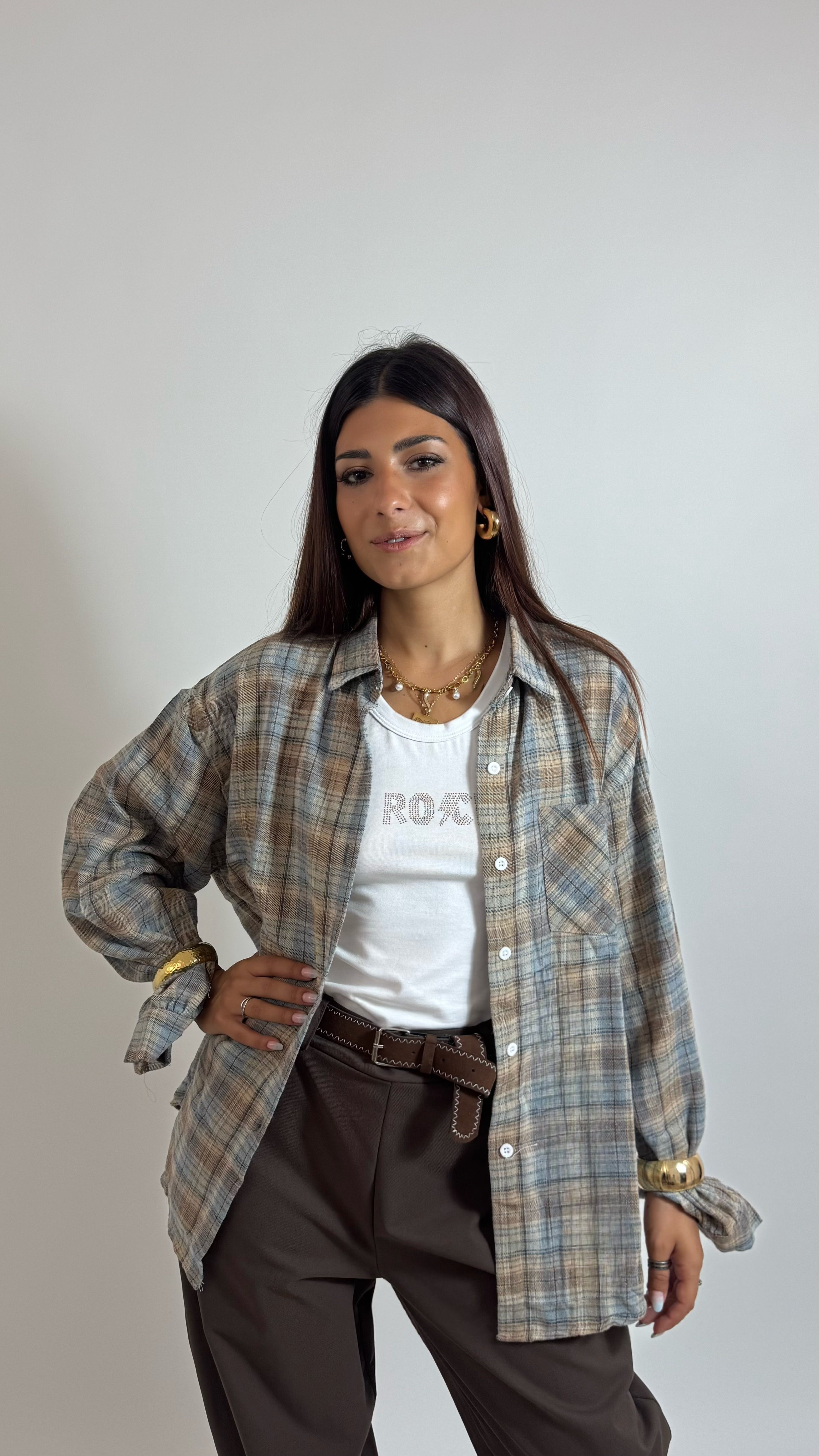 Camicia Autumn Check Sky/Ecru