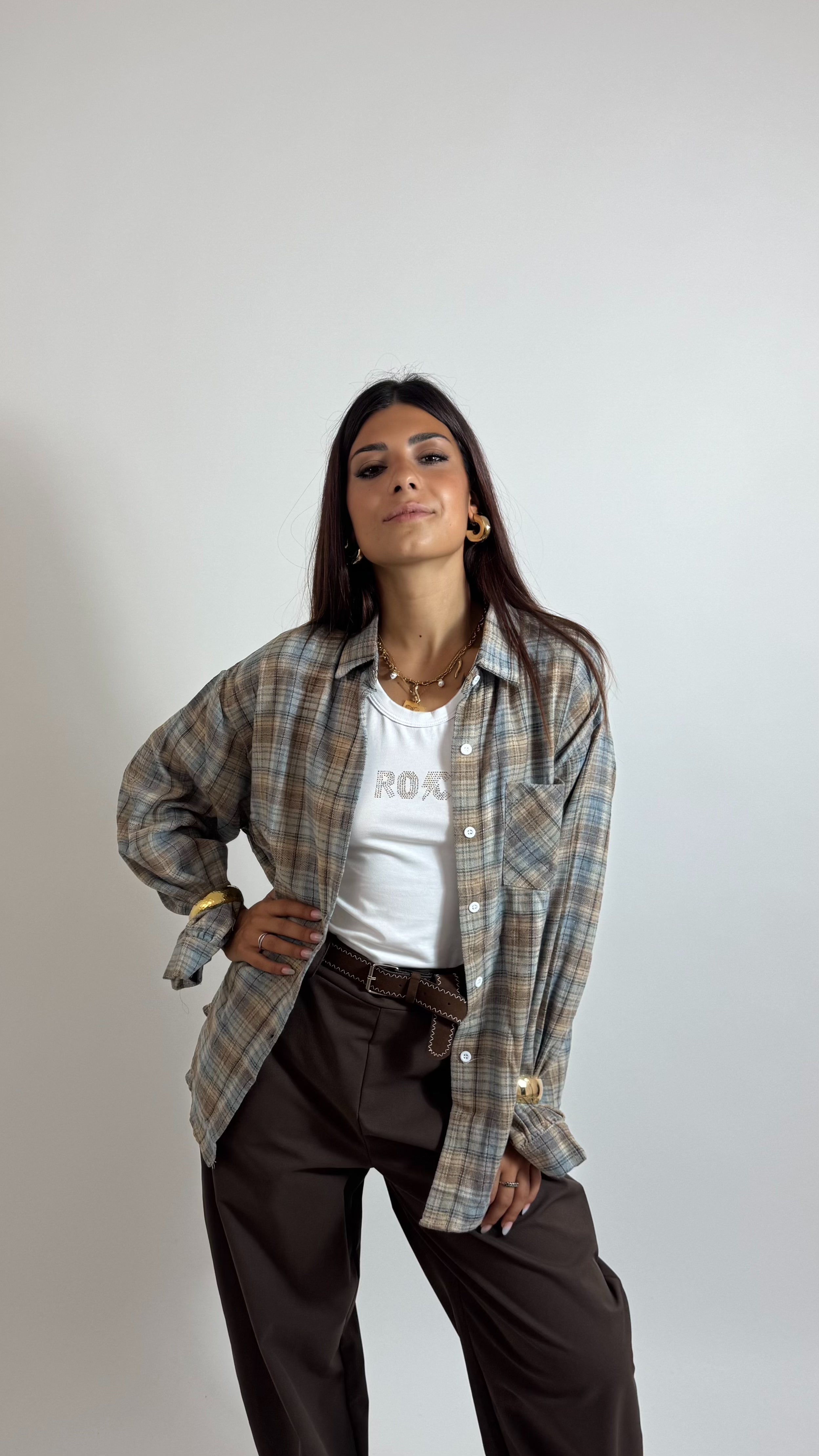 Camicia Autumn Check Sky/Ecru