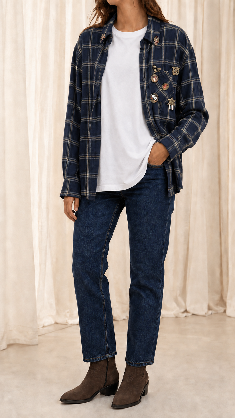 Camicia Check Charm Blu/Ecru