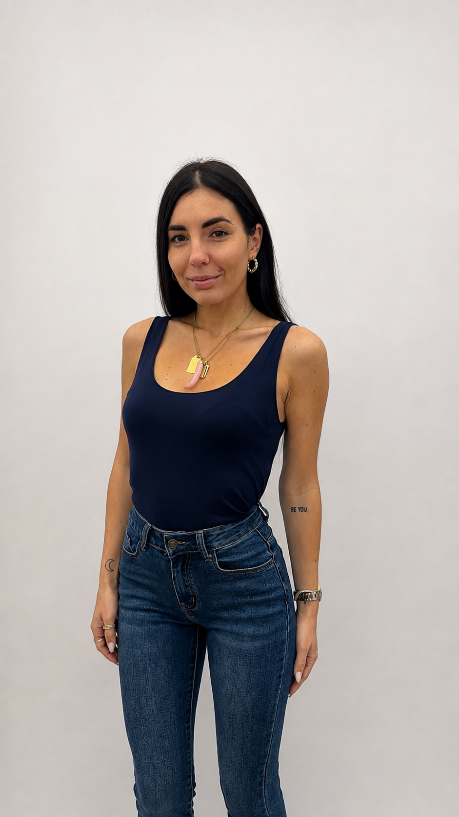 Canotta Basic Cucitura Laser Blu