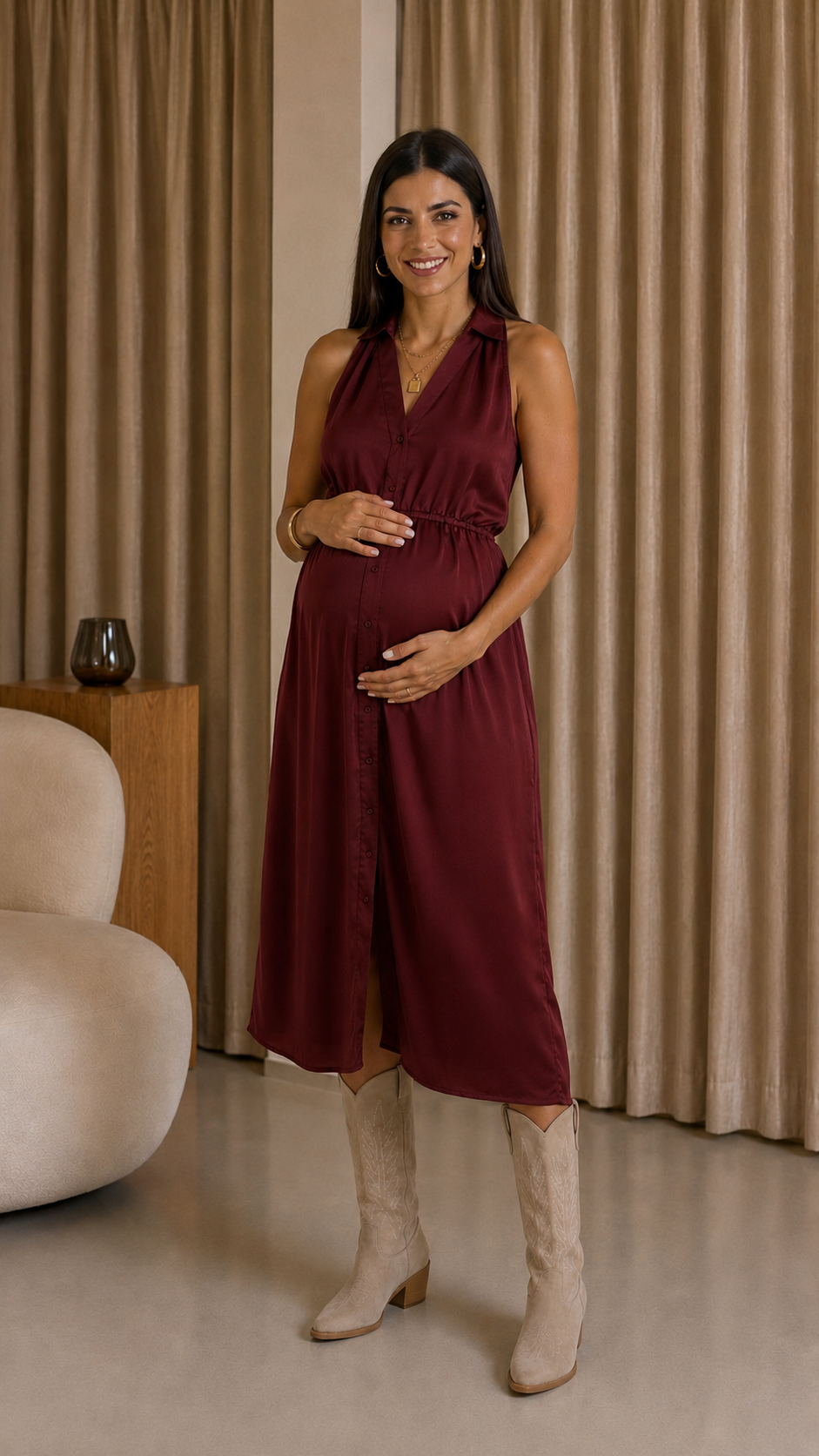 Abito Satin Flow Burgundy