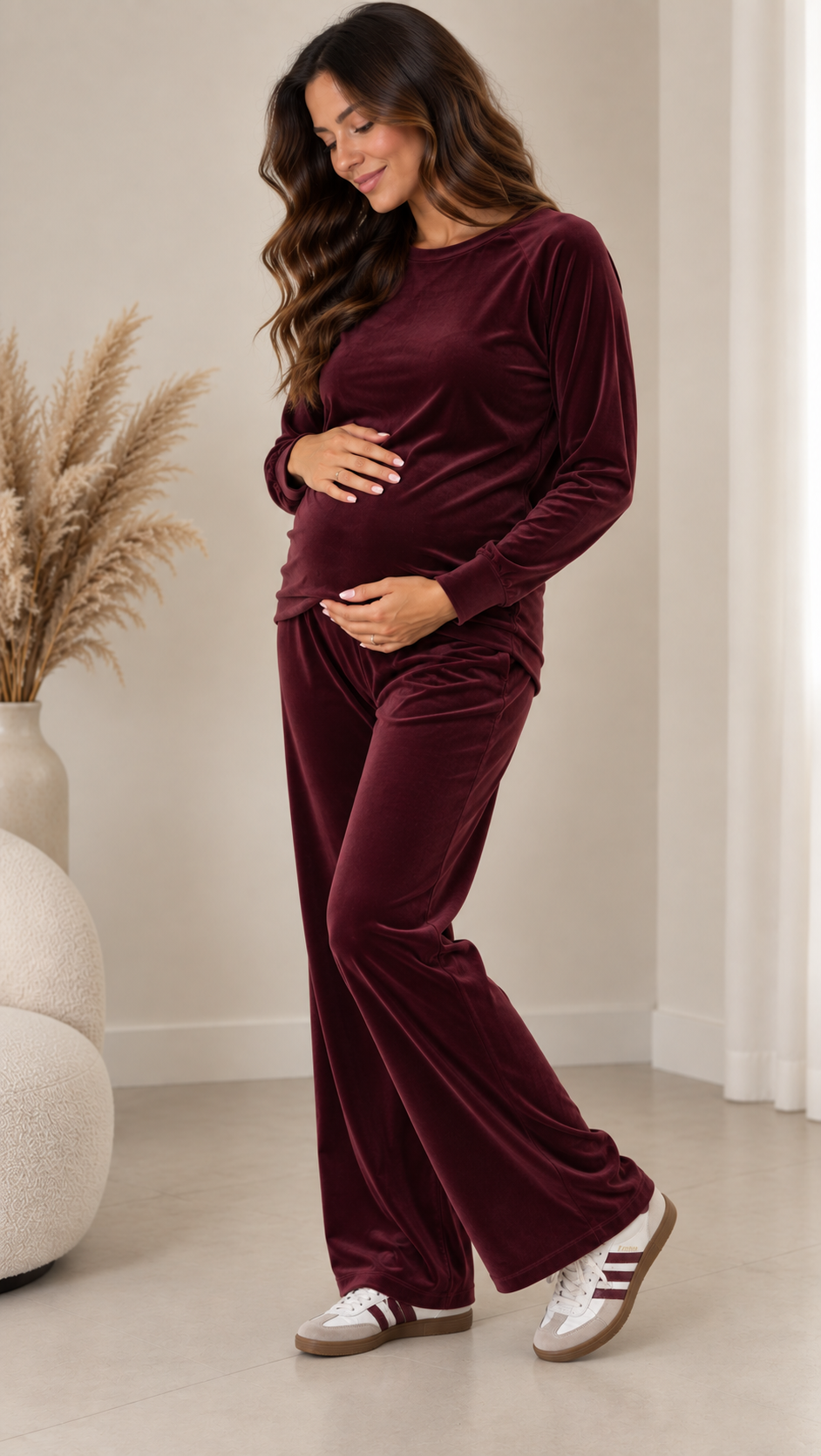 Tuta Flare Velvet Borgogna