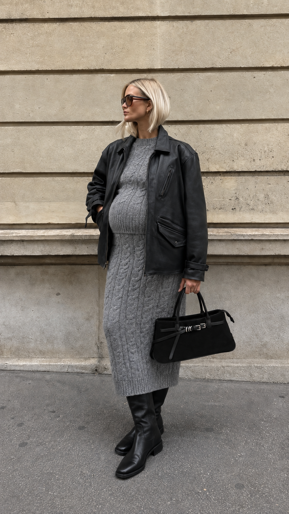 Set Pull e Longuette Treccia Grigio Perla