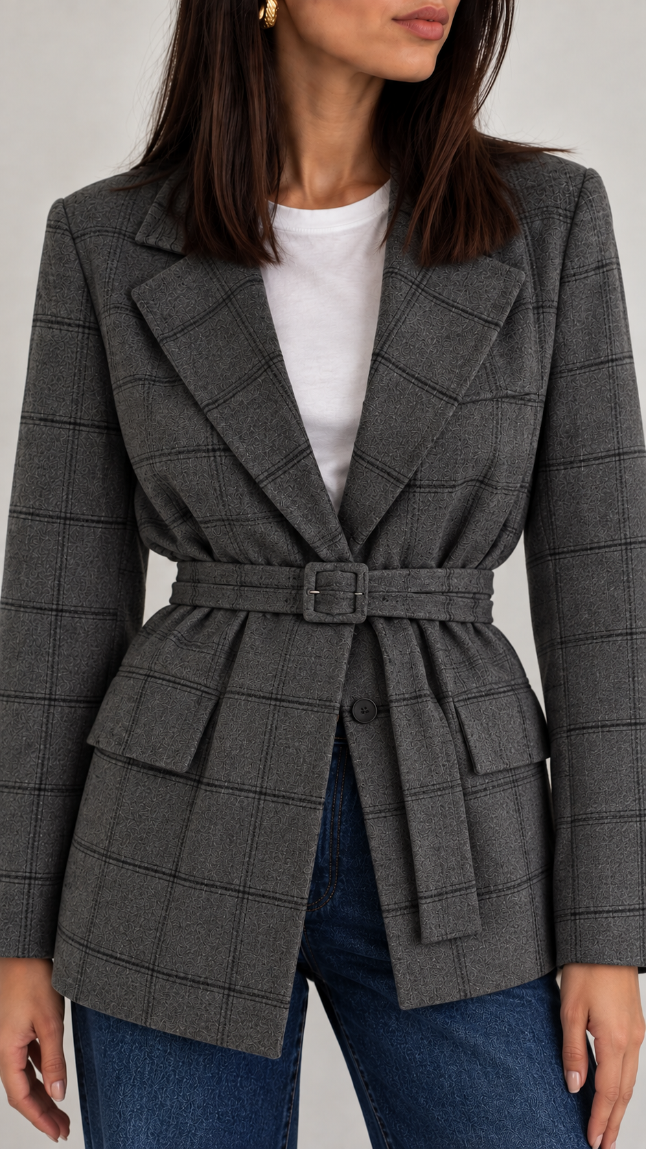 Blazer Check Belt Grey
